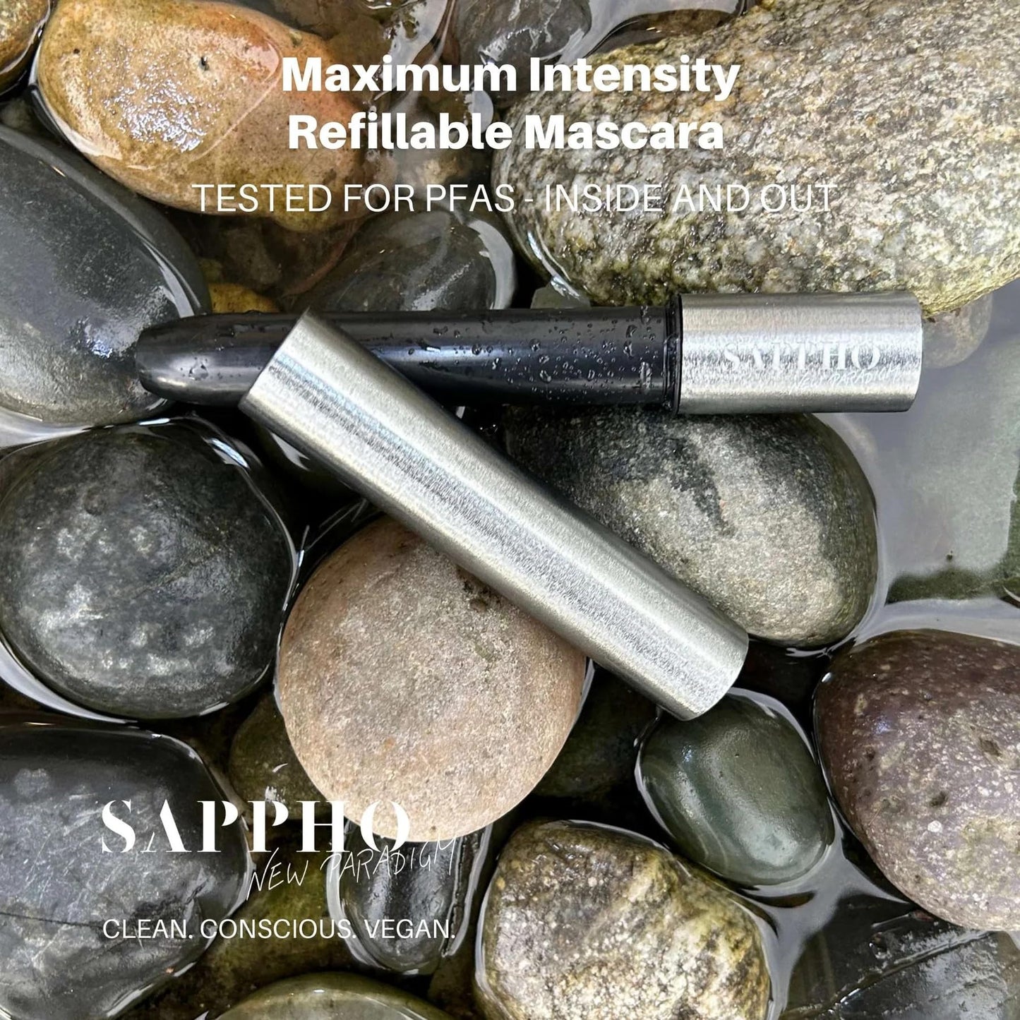 SAPPHO New Paradigm - Maximum Intensity Refillable Mascara | Clean, Vegan, Cruelty-Free Makeup (Black, 0.3 fl oz | 8 ml)