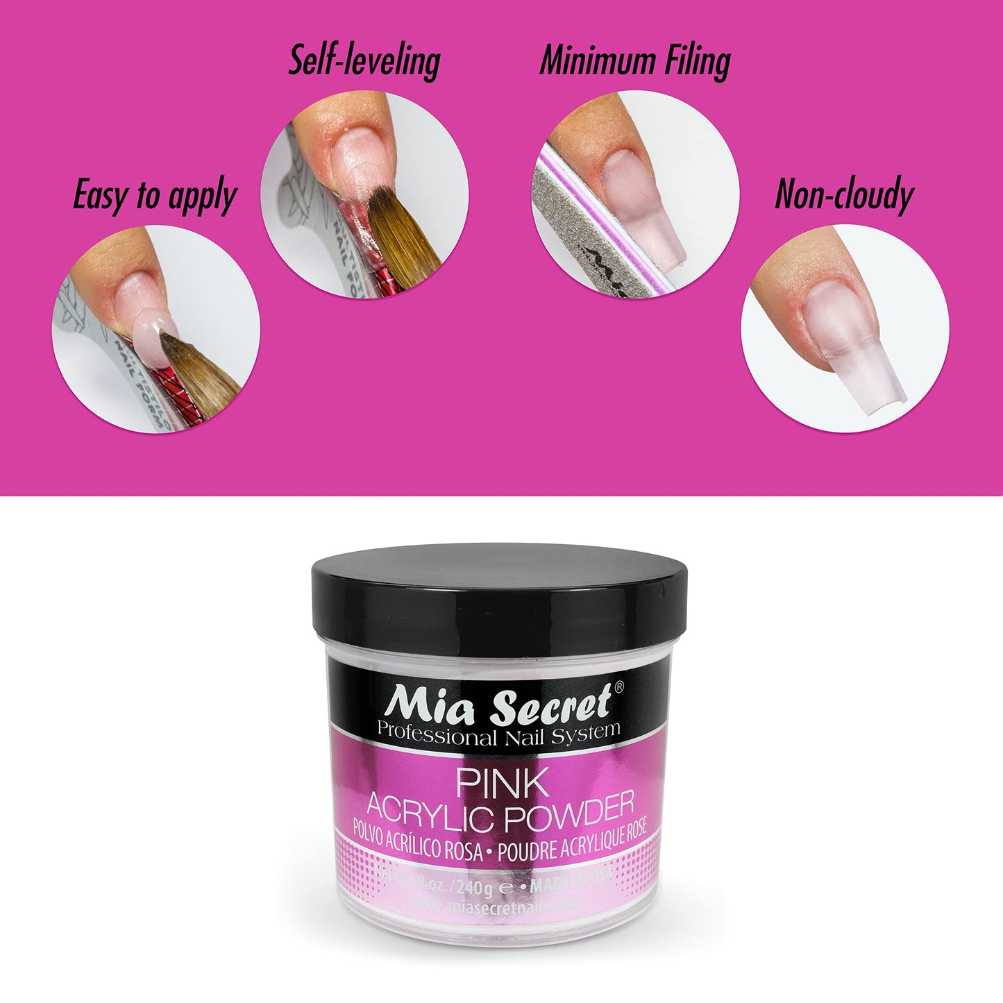 Mia Secret Pink Acrylic Nail Powder 8oz