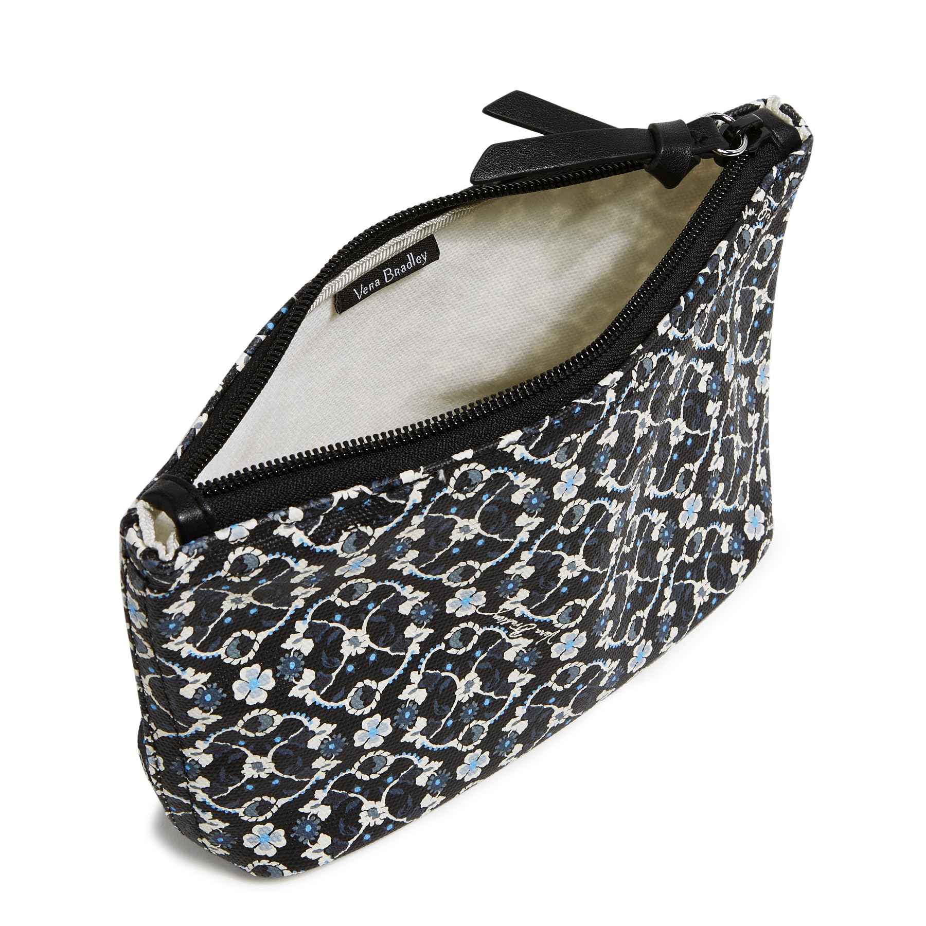 Vera Bradley Every Day Small Pouch Makeup Organizer Bag, Charcoal Vines