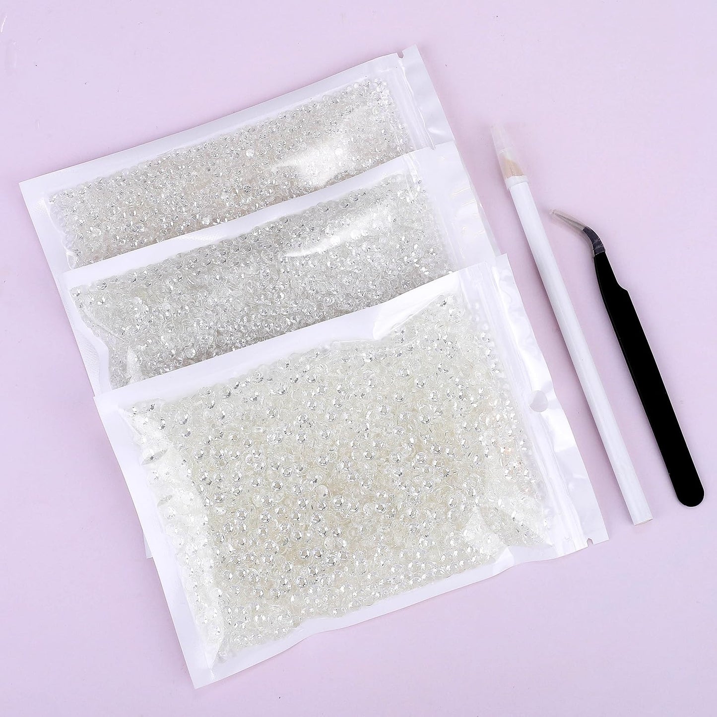 Duflash 25000 Pcs Transparent Resin Flatback Rhinestone, 3 mm 4 mm 5 mm Resin Non Hotfix Rhinestones for Crafts DIY Design, Tumblers, Clothes, Makeup, Nail Art