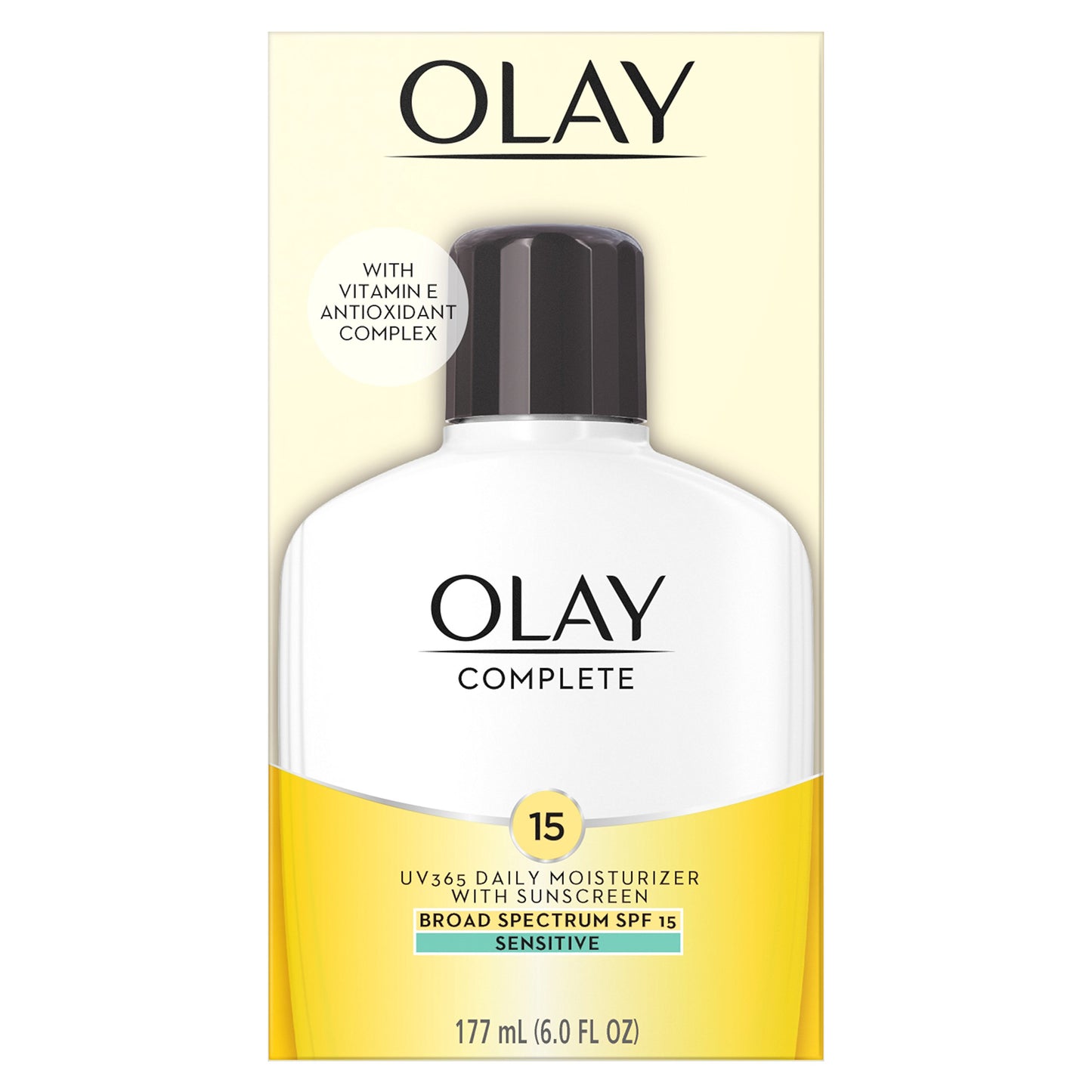 Olay Complete All Day Moisturizer Lotion with Sunscreen SPF 15 for Sensitive Skin, 6.0 fl oz (Pack of 2)