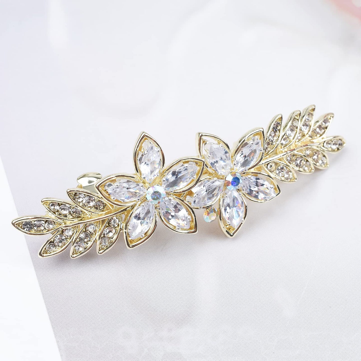 Austrian Crystal Wedding Hair Clips, Rhinestones Bride Bridesmaid Hairpins Barrettes, White Sparkly Hairgrip Hair Headwear Accessories for Women Girl