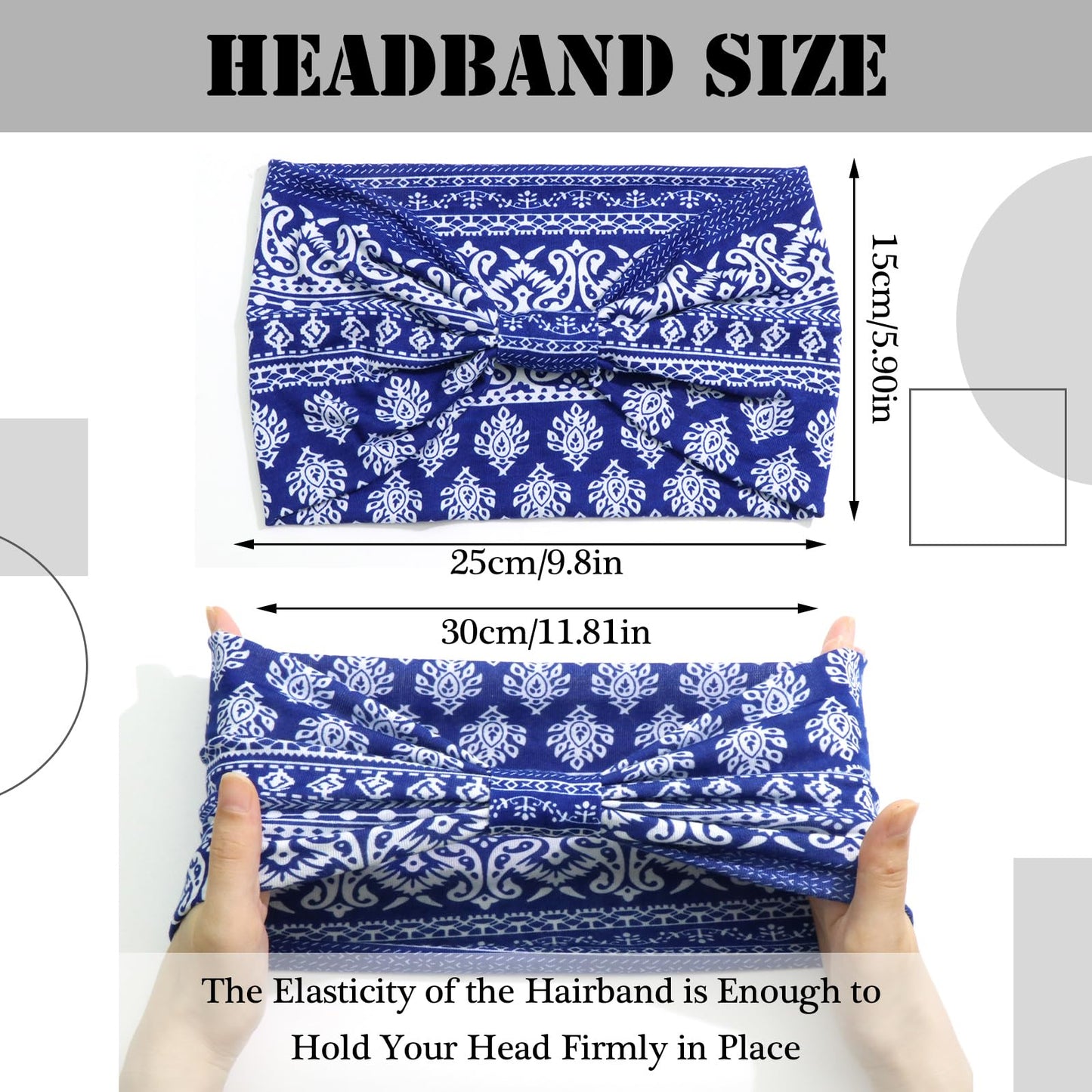 SAWINDA Wide Headbands for Women Boho Floral Print Twist Knot Womens Head Bands Elastic Non-Slip Hair Bands for Women's Hair African Style Daily Life Yoga Sports Cloth Hair Wraps 3 Pack