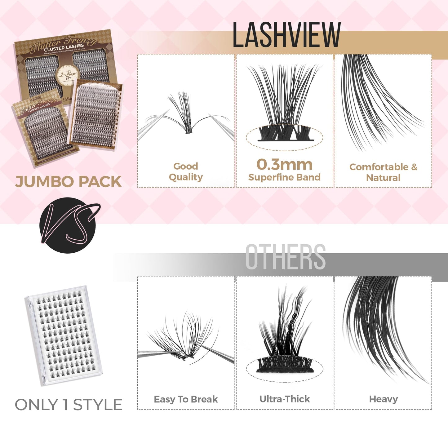 LASHVIEW Lash-Extension-Clusters 560pcs D Curl Lash Clusters Natural Look Cluster Lashes Extensions Super Thin Band & Soft Lashes Reusable 9-16mm MIX (30D&40D)