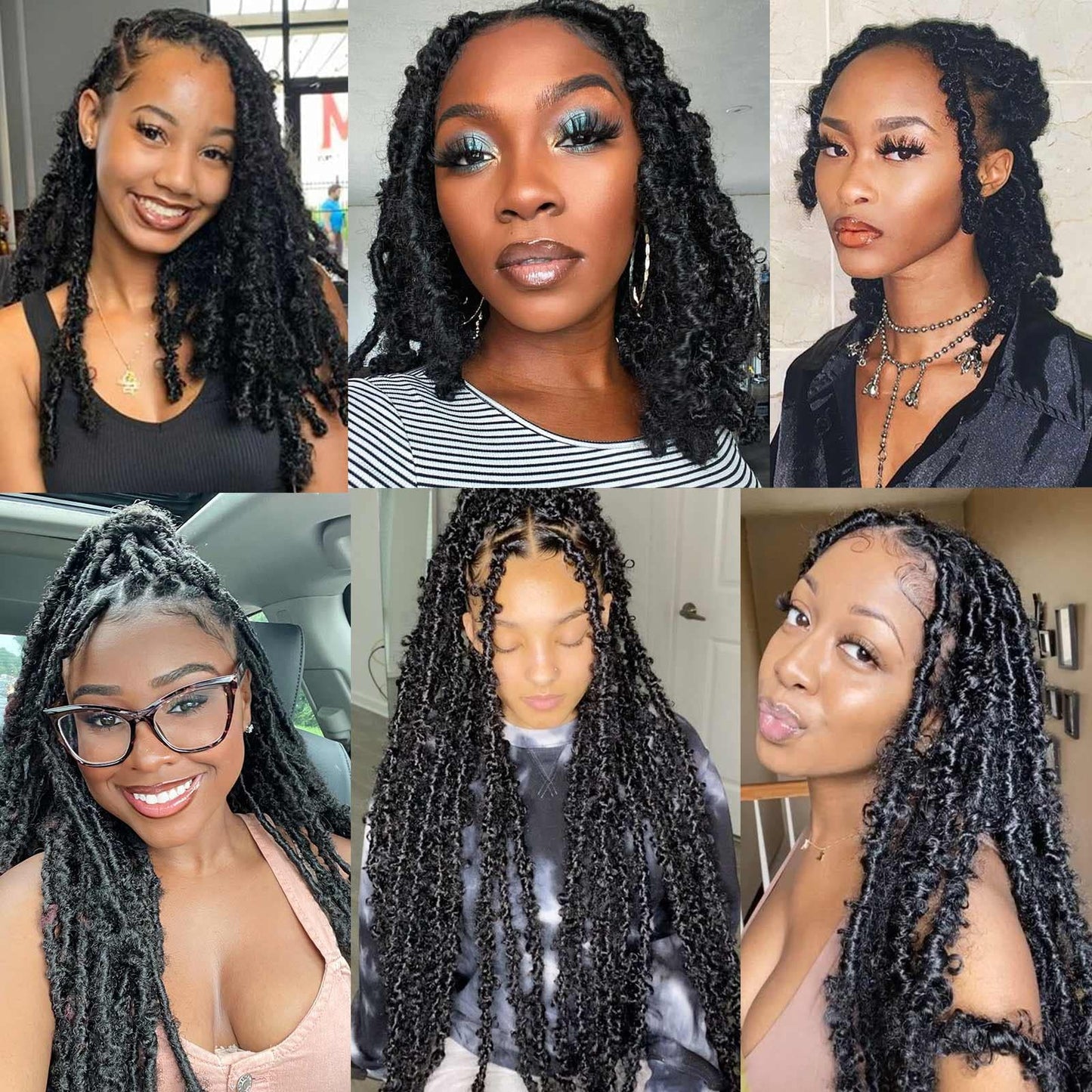 ZRQ 8 Packs Pre-Separated Springy Afro Twist Hair 24 Inch Ombre Marley Crochet Braiding Hair For Distressed Soft Locs Synthetic Hair Extension For Black Women 8 Strands/Pack (1B/30#)