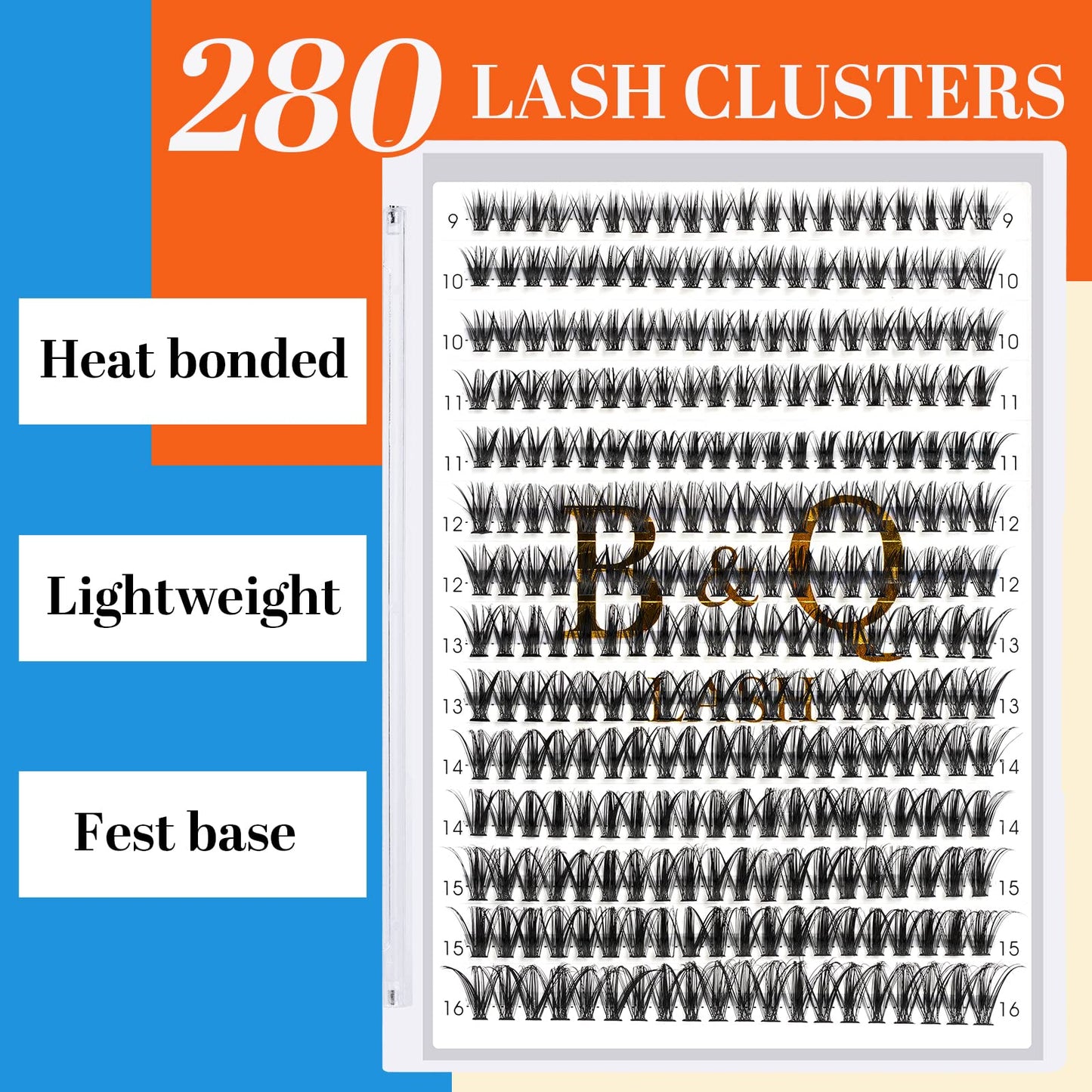 Lash Clusters 40D-C-9-16MIX Individual Lashes 280 Clusters Manga Lashes False Eyelash Lash Clusters Extensions DIY Eyelash Extensions at Home (40D-C,9-16MIX)