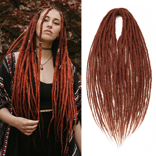 QRHSUKA Single Ended Dreadlock Extensions 24 Inch 0.6 cm Width Thin Synthetic SE Dreads Crochet Hippie Wool Dreads 15 Strands Handmade Braid In Dreadlock Extensions (24 Inch SE (15 Strands), Purple)