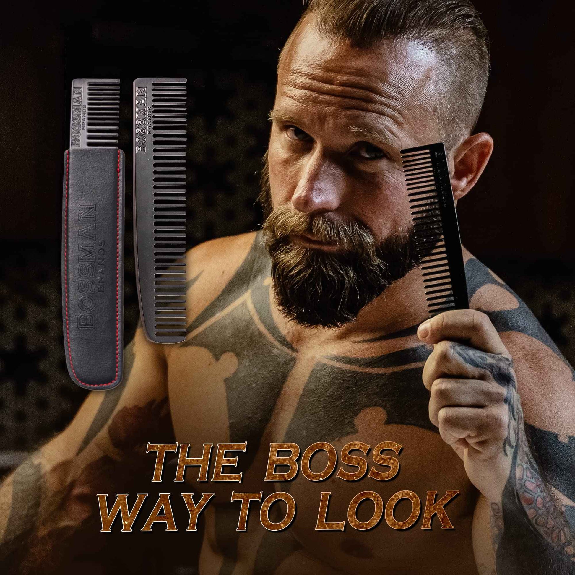 Bossman Men's Grooming Kit: Metal Comb and Beard Oil Jelly