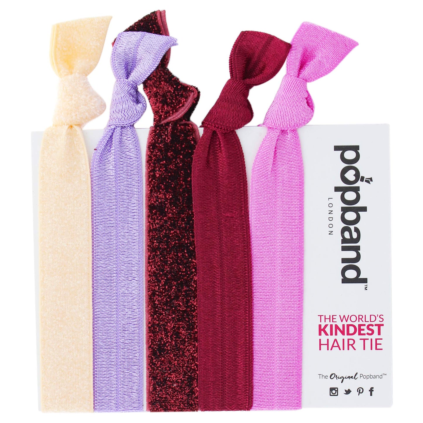 Popband London | Hair Tie | Winter Berry | For All Day and Night | No Hair Crease | No Hair Damage | 5 Pc