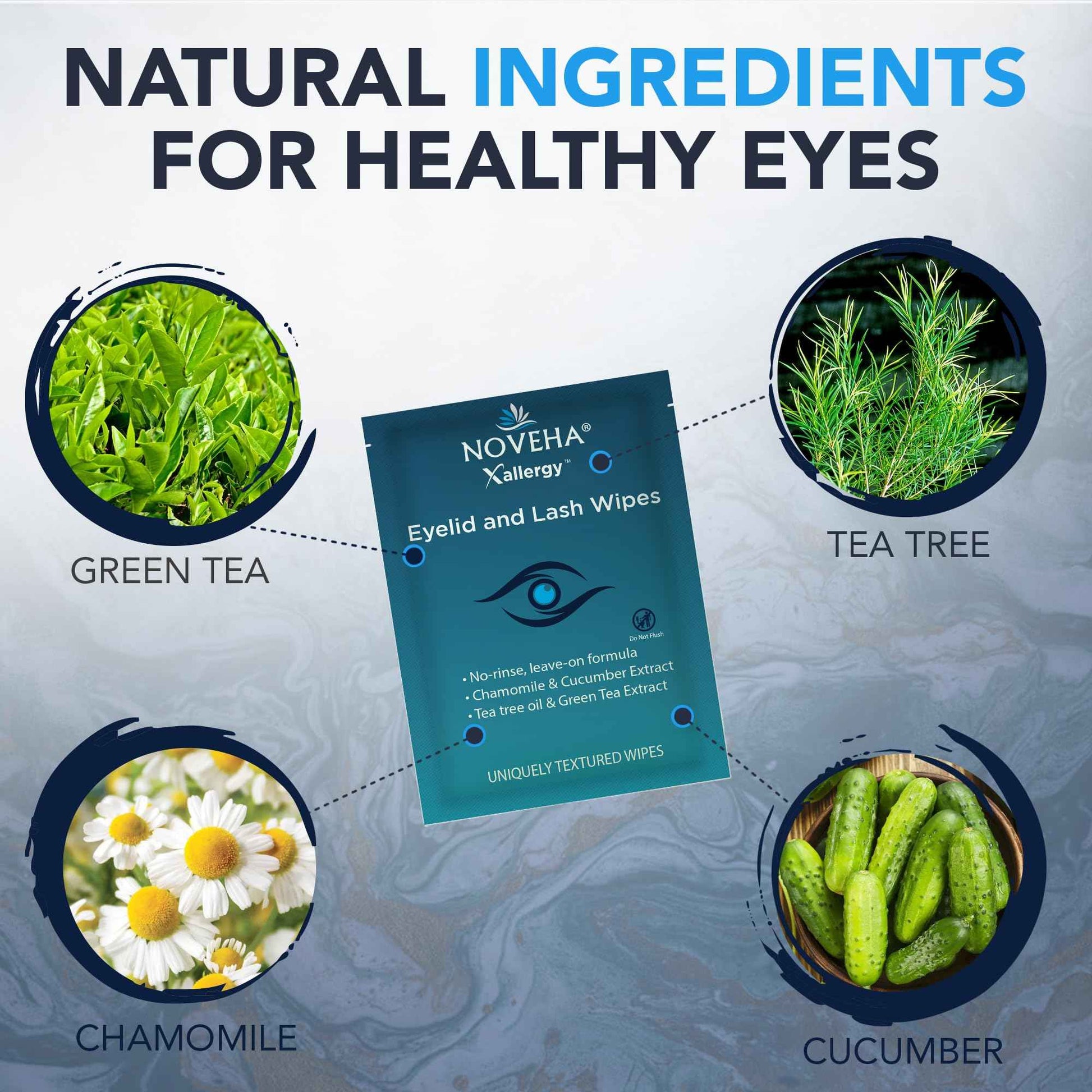 NOVEHA 180Pcs Allergy Relief Eyelid Wipes | Pre-moistened Hypoallergenic Eye Cleansing Pads, Reduce Itchiness, Redness & Discomfort Caused By Allergy, Clean, Soothe & Remove Debris (3 Pack)