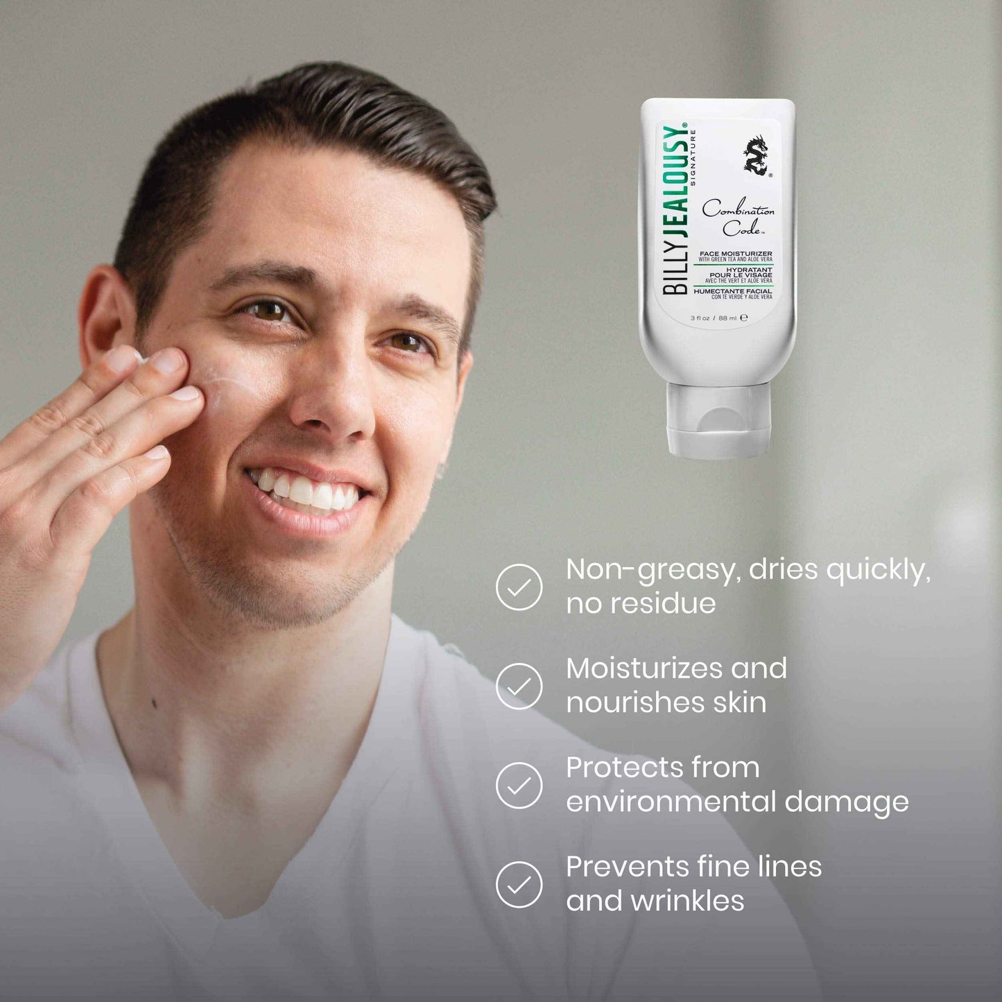 Billy Jealousy Combination Code Face Moisturizer, 3 Fl Oz