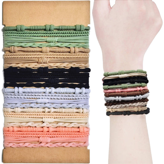 Volnova Boho Hair Ties Bracelets for Women 24 Pieces Hair Tie Bracelet 4 Styles Gorgeous Dual-Use Bracelet and Hair Tie, Soft & Stylish No Damage Hair Accessories