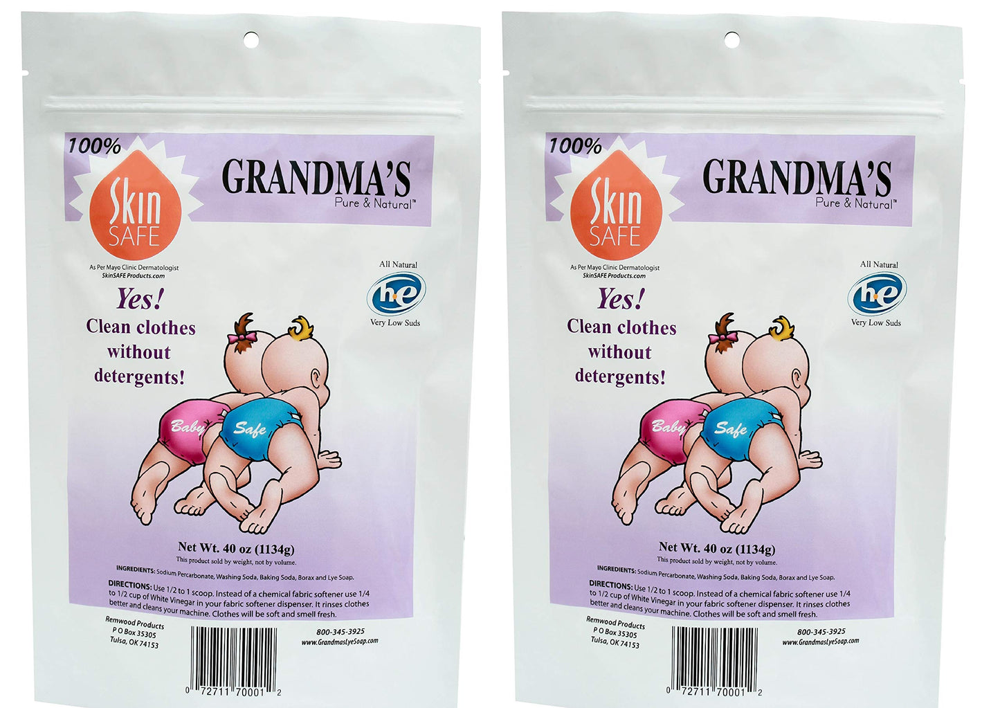 Grandmas Pure & Natural All Natural Laundry Soap, White, Unscented, 40 Ounce (Pack of 2)