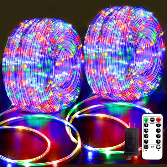 Cattlite 132FT Rope Lights for Outside,Connectable Led String Lights Outdoor Waterproof IP67,8 Modes Rope Lighting for Garden,Patio,Party,Indoor Bedroom,Halloween Decorations,Multicolors(2 Pack 66FT)