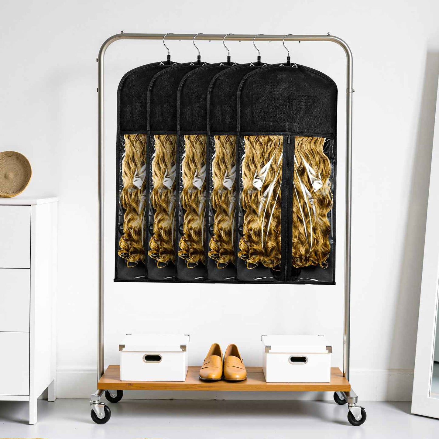 VARIPOWDER 10pcs Wig Storage Bags with Hanger Hair Extensions Storage for Multiple Wigs, Dust-Proof Wigs Bag with Strong Holder Home Travel Closet Wigs & Accessories