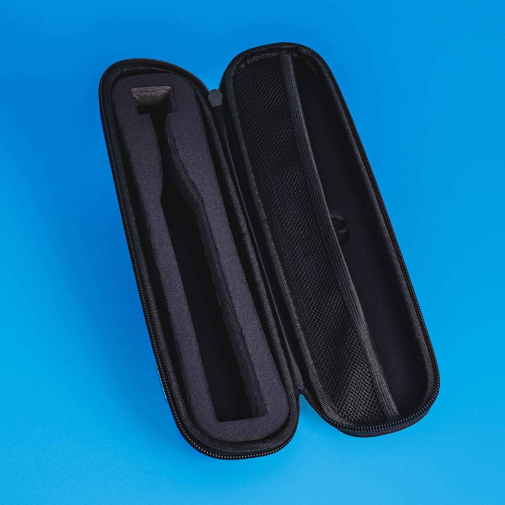 Triple Bristle Sonic Toothbrush Travel Case | Portable, Breathable & Hard Protection for Traveling, Camping, Office or Purse | Mesh Pocket for Accessories | BLUE