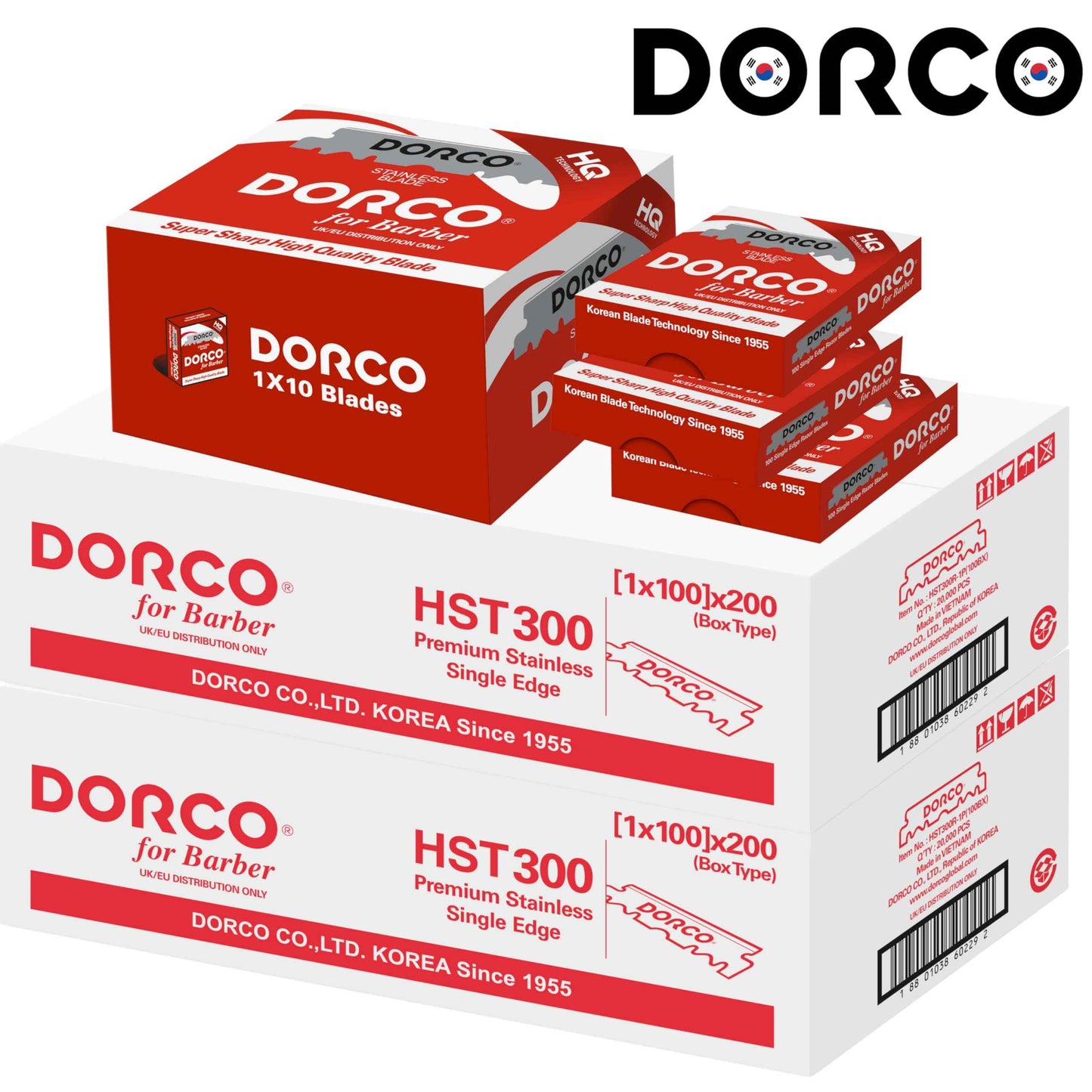 The Shave Factory Straight Edge Razor Kit (USA / 300 Dorco Single Edge Razor Blades Red)