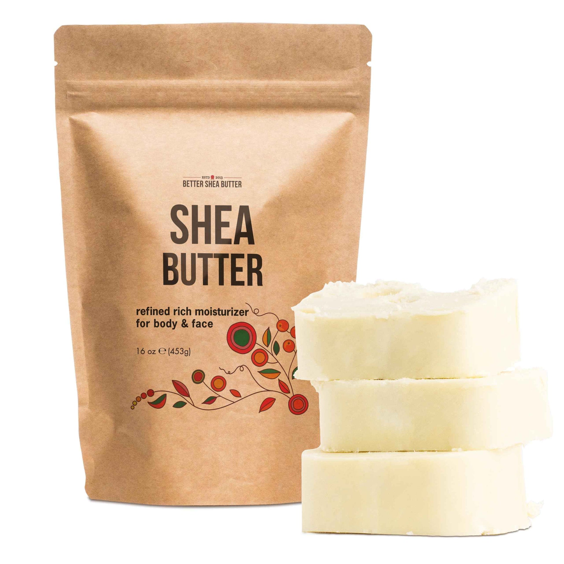 Refined Shea Butter Unscented - 100% Pure African Shea Butter for Hair & Dry Skin - Use for Soap Base, Face & Body Moisturizer, for DIY Whipped Body Butter & Lip Balm 1 LB Bar
