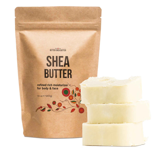 Refined Shea Butter Unscented - 100% Pure African Shea Butter for Hair & Dry Skin - Use for Soap Base, Face & Body Moisturizer, for DIY Whipped Body Butter & Lip Balm 1 LB Bar