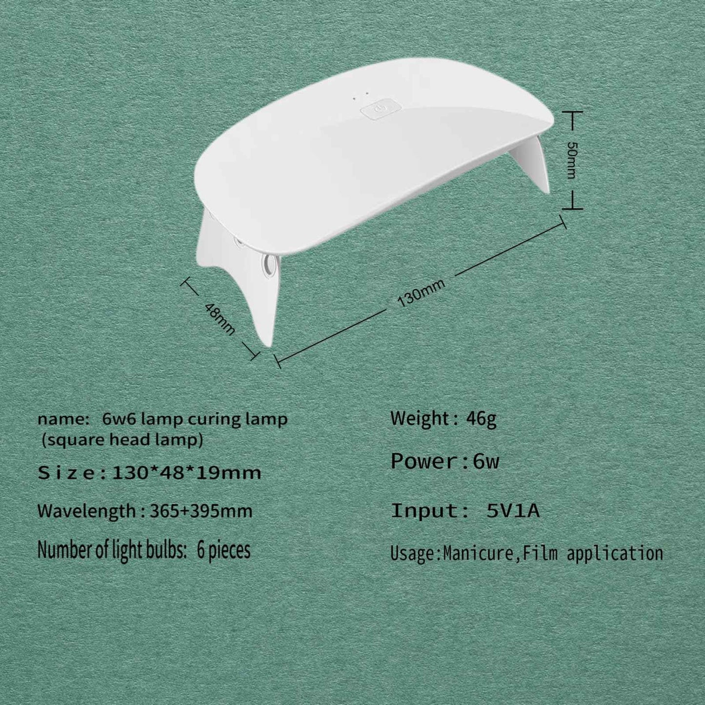 LED Nail Light for Gel Nail Stickers - Max 6W, 2 Timers (60s/120s), Portable Light for Curing Gel Nail Art, Gel Stickers