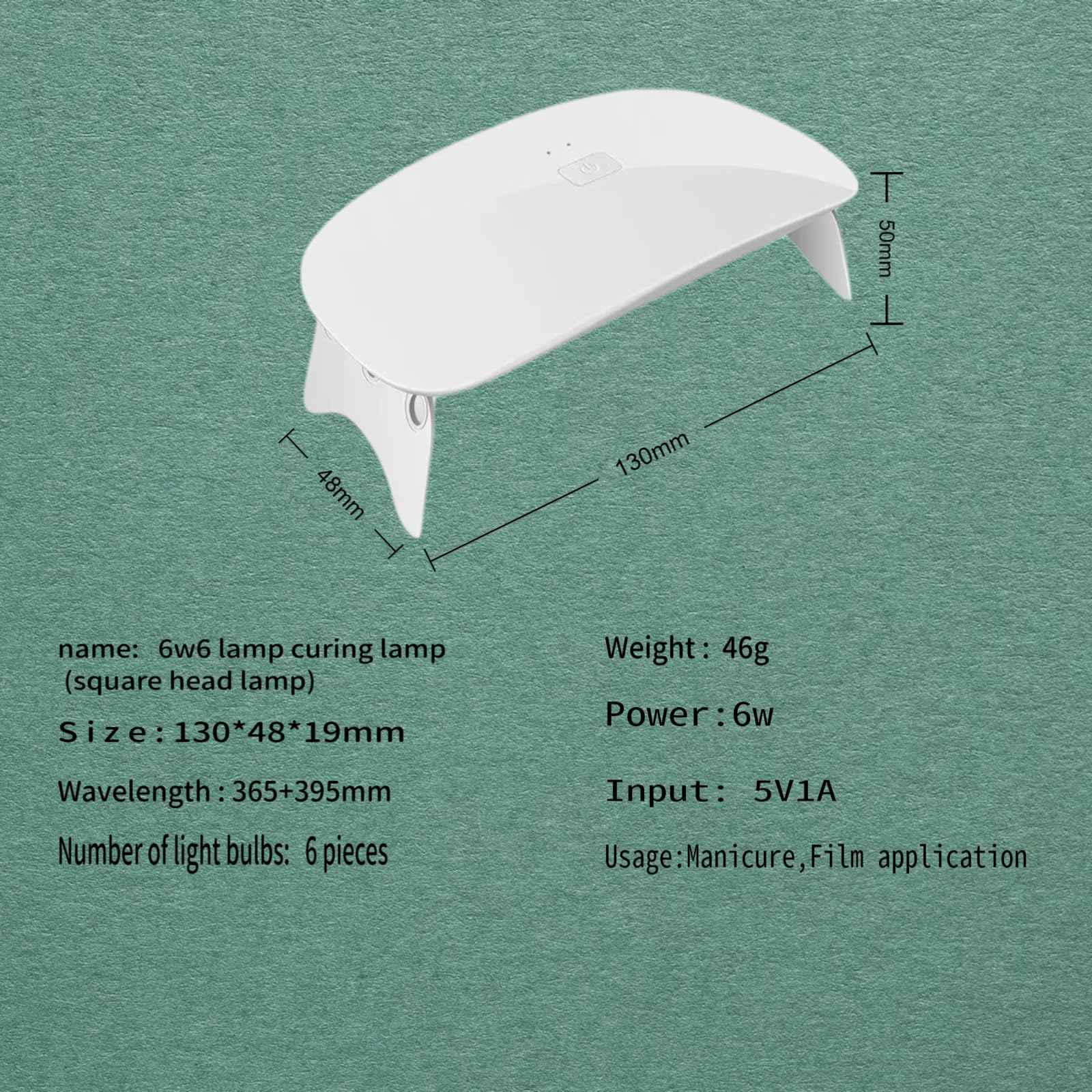 LED Nail Light for Gel Nail Stickers - Max 6W, 2 Timers (60s/120s), Portable Light for Curing Gel Nail Art, Gel Stickers