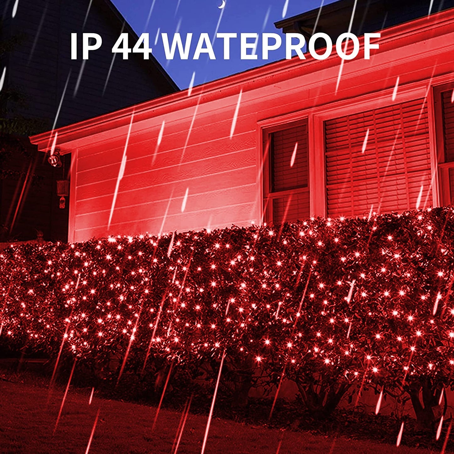 Dazzle Bright Christmas Net Lights, 360 LED 12FT x 5 FT Transparent Wire Waterproof Connectable String Lights with 8 Modes Christmas Outdoor Lights for Bushes Garden Party Holiday Decoration (Red)