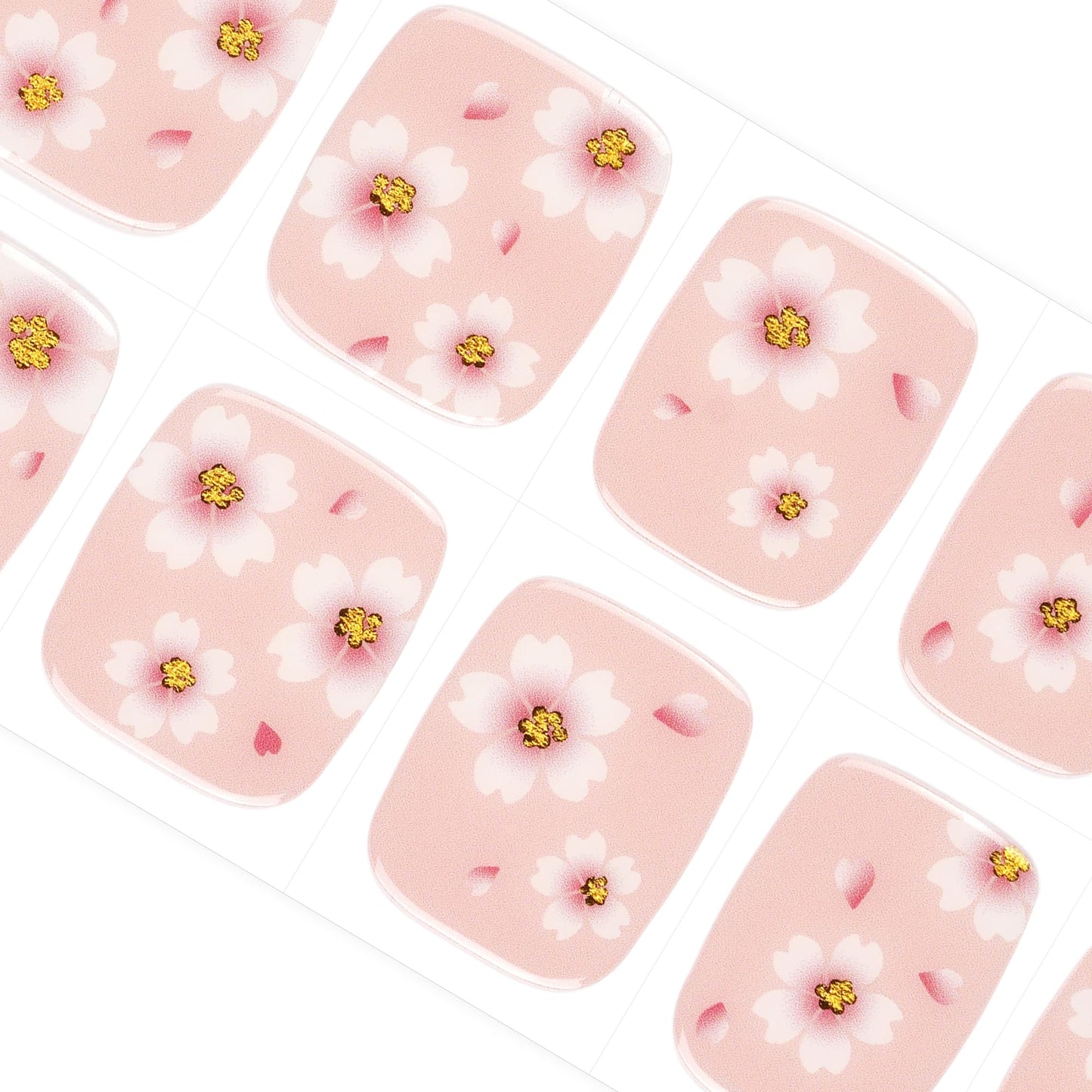 DANNI & TONI Semi Cured Gel Toenail Strips (Flowers) Nude Gel Toenail Stickers Petals Glazed Gel Pedi Wraps 37 Stickers