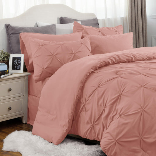 Bedsure Twin Comforter Set with Sheets - 5 Pieces Twin Bedding Sets, Twin Bed in a Bag with Comforter, Sheets, Pillowcase & Sham (Dusty Pink)