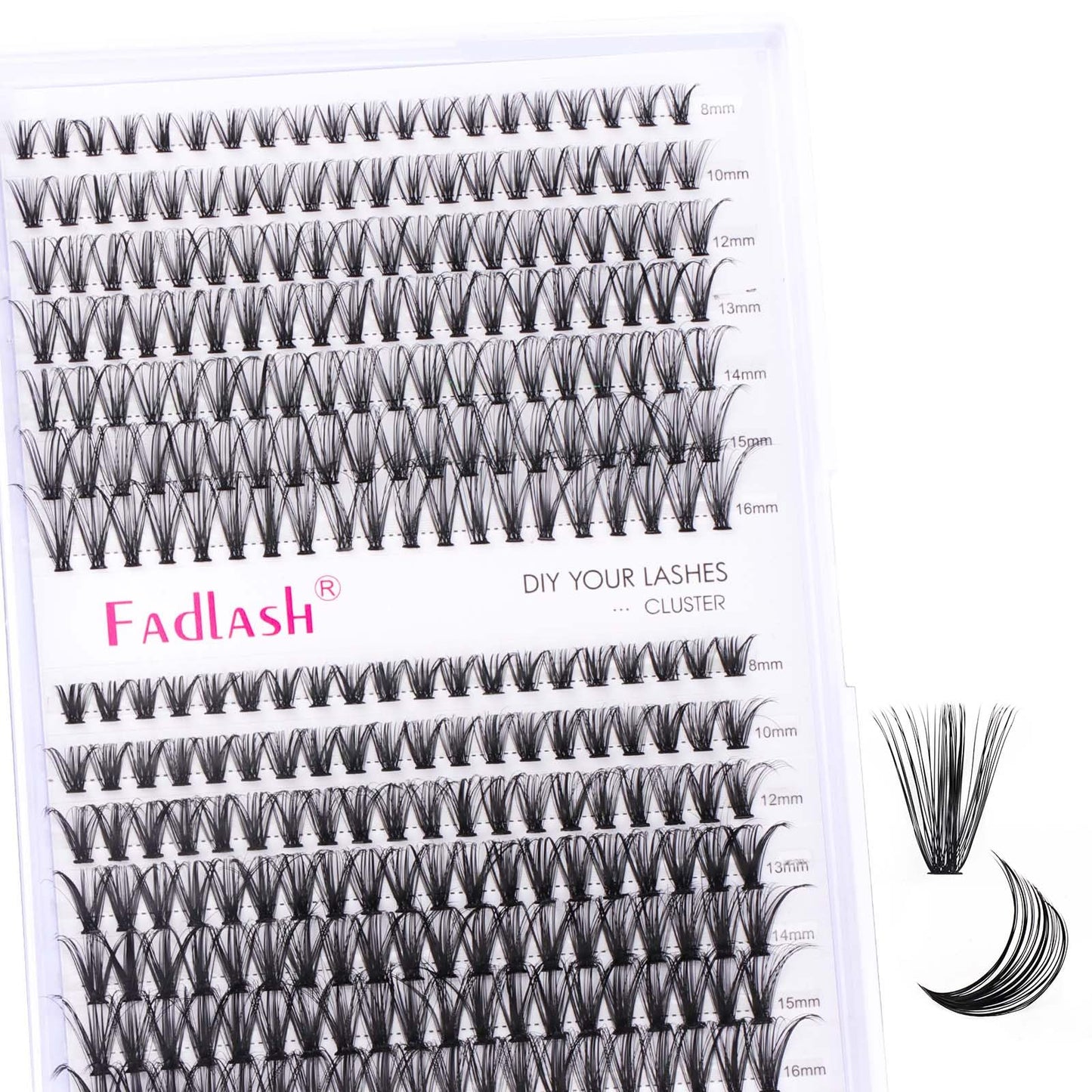 Cluster Lashes FADLASH 165pcs Lash Clusters Extensions Mix Tray 3 Styles DIY Eyelash Extension Individual D Curl Super Thin Band Soft (K1+K3+K4-0.07-D, 10-18mm)