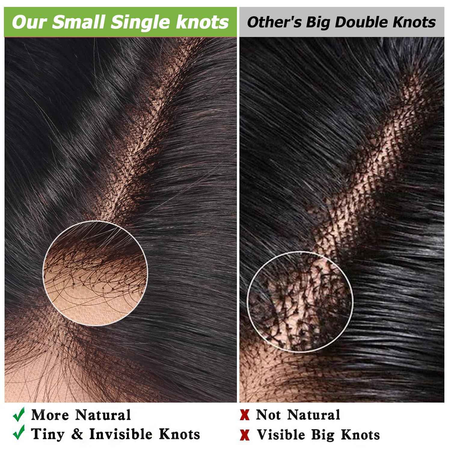 13x4 Lace Frontal Closure Ear to Ear Full Lace Frontal Closure Brazilian Deep Wave Human Hair Frontal Free Part Pre Plucked With Baby Hair 150 Density Natural Black 16 Inch