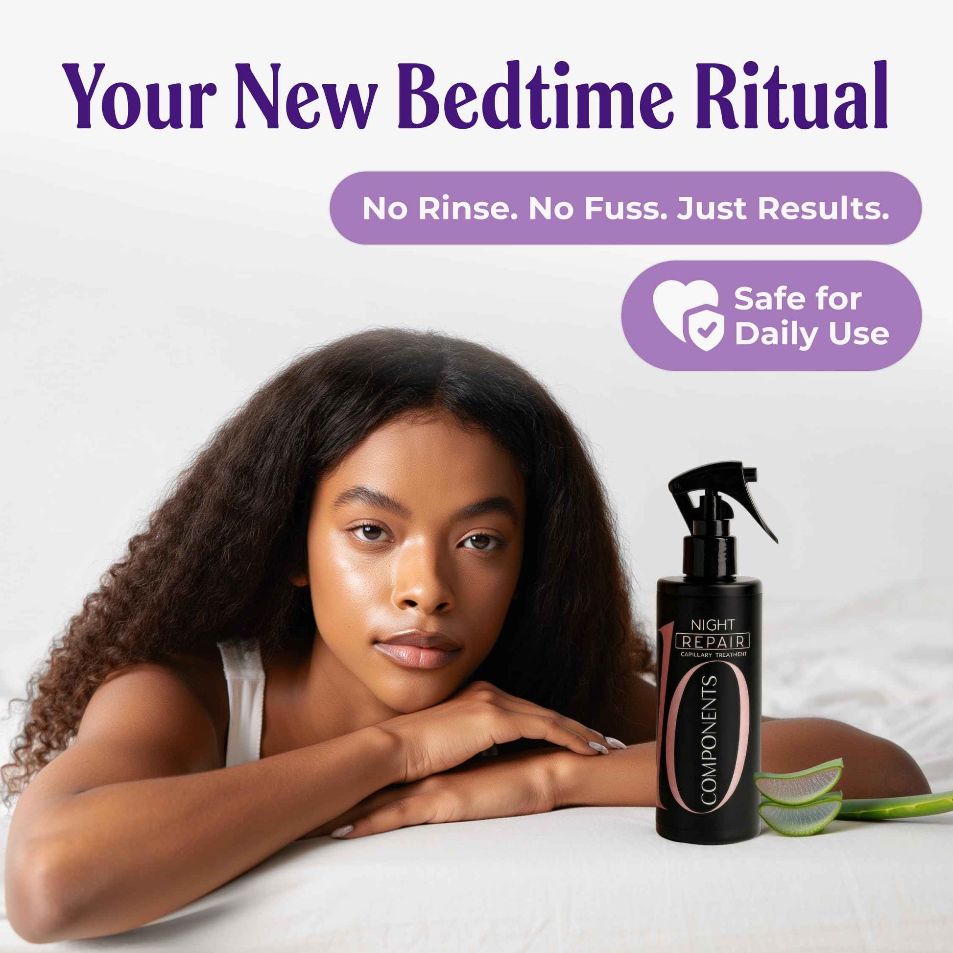 Carolayage Night Repair Treatment for Hair | Hydrating Overnight Hair Mask with Hydrolyzed Keratin and Aloe Vera | Strengthens, Restores Shine, and Reduces Frizz | Leave In, No Rinse Needed, 8.4 fl oz