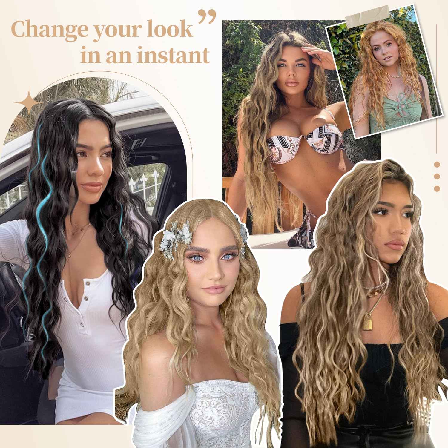 UDU Long Curly Hair Topper for Women with Thinning Hair – Natural Look, Lightweight Clip-In Hairpiece, Full Coverage and Volume, Easy to Style, Comfortable and Easy to Wear