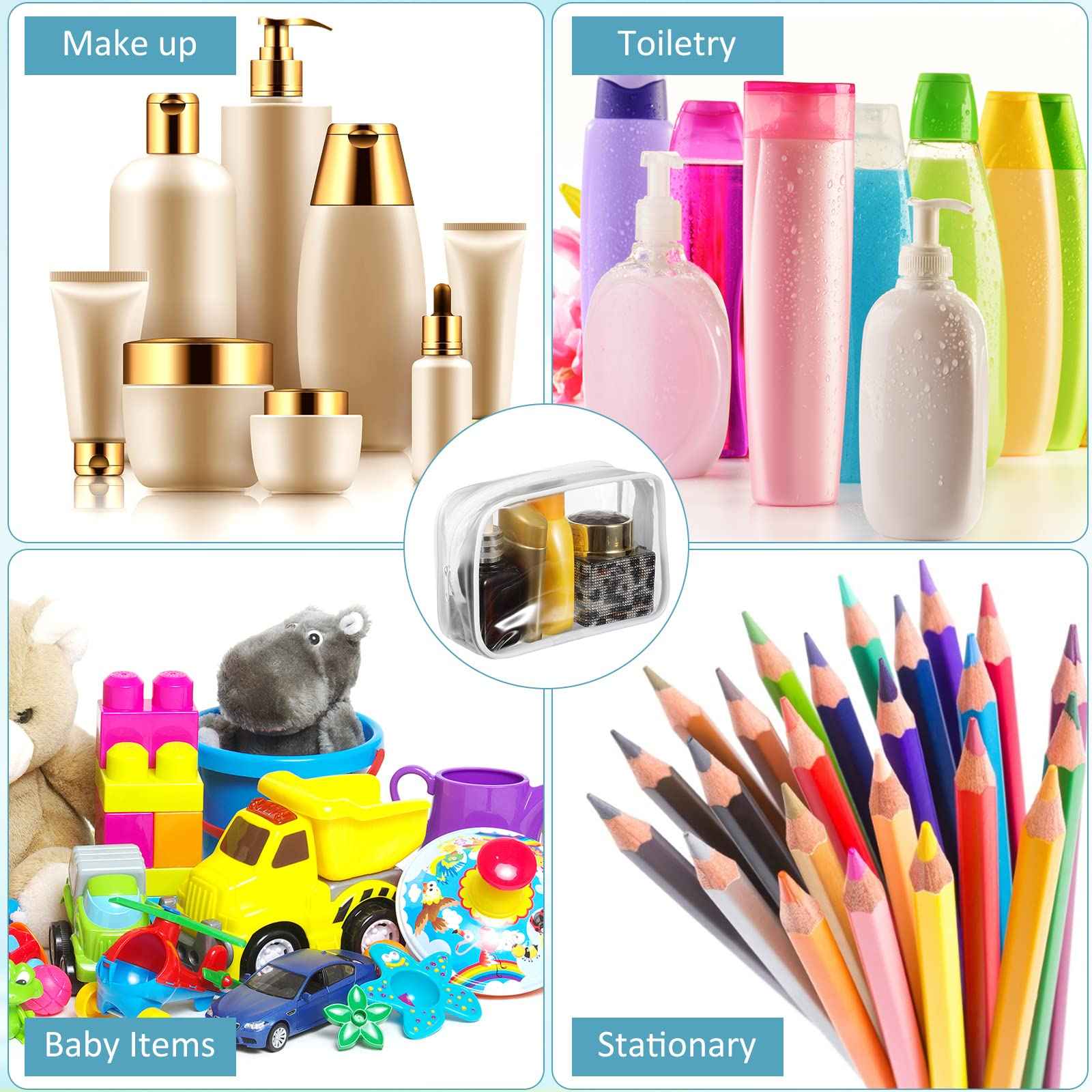 Weewooday 12 Pieces Clear Makeup Bags Cosmetic Storage Bags PVC Zipper Pouches Travel Waterproof Makeup Plastic Case for Women Organizing Toiletries Traveling Bathroom(Medium,White)