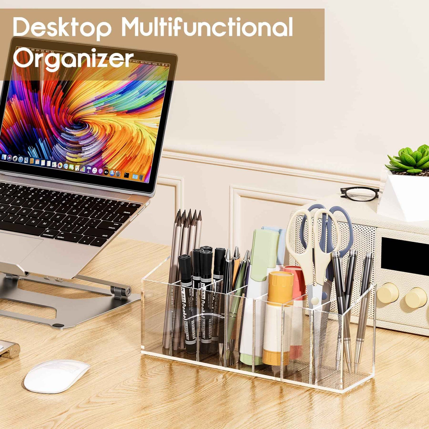 Acina 2PCS Clear Makeup Brush Holder Organizer Acrylic 3-Slots Cosmetic Brushes Storage Organizer for Vanity Countertop