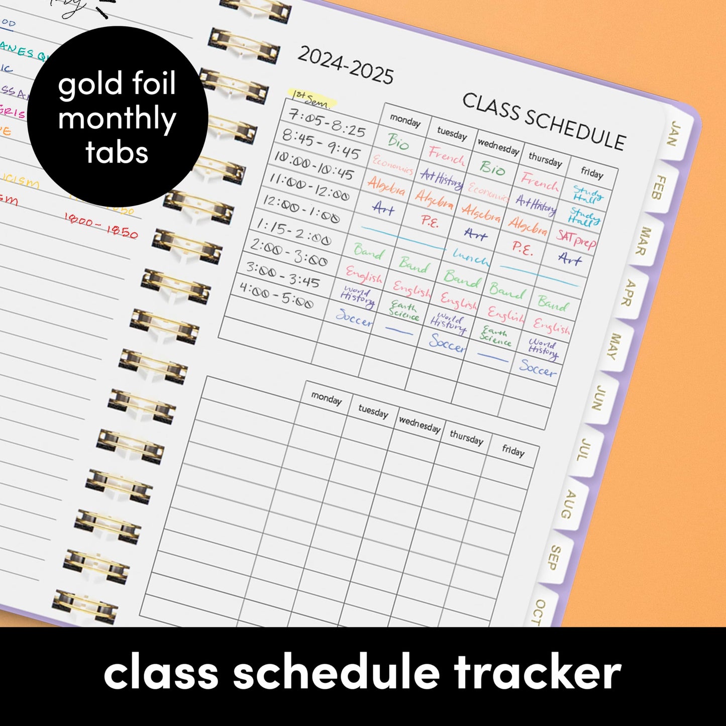 PAPERAGE 17 Month Academic Planner 2024-2025, Weekly & Monthly Spreads, August 2024 - December 2025, Small (5 in x 8 in), Mustard Yellow