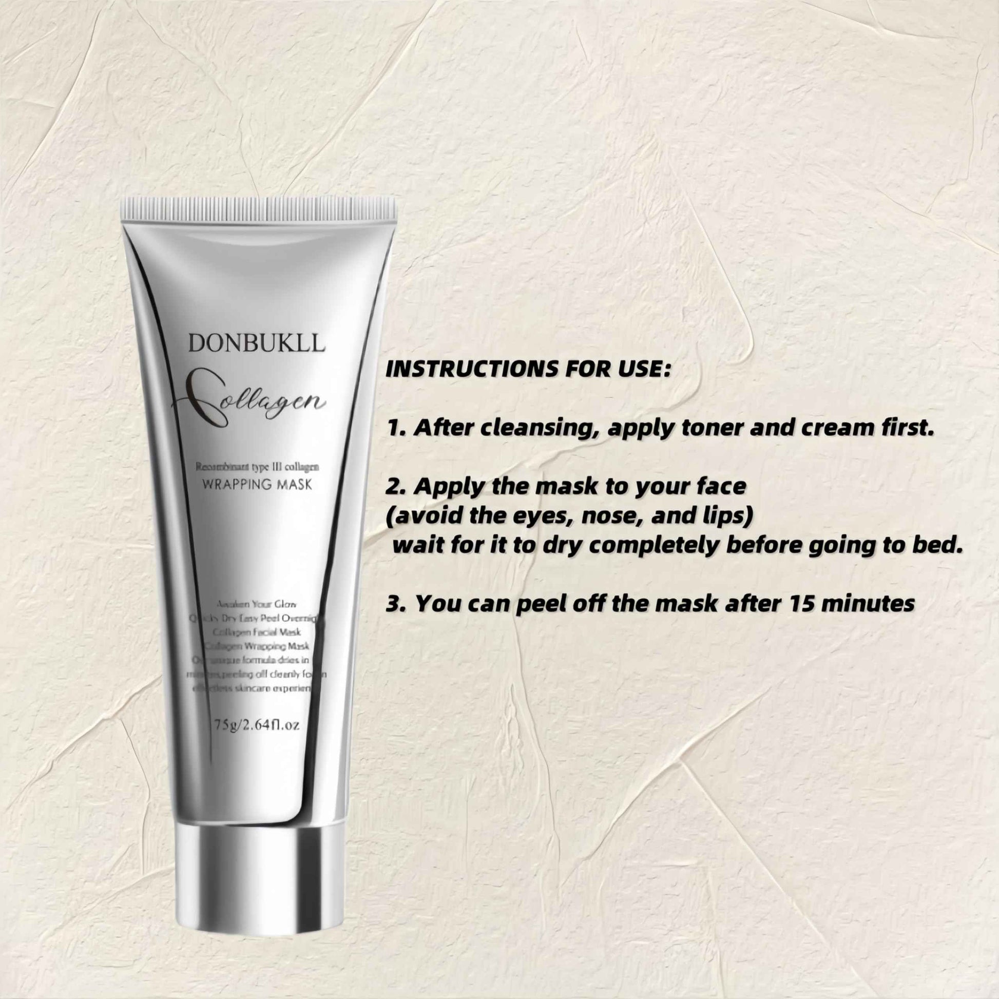 DONBUKLL Hydrolyzed Collagen Night Wrapping Mask - 2.64 fl.oz | Overnight Peel Off for Elasticity, Hydration & Tight Skin | Reduce Sagging & Dullness