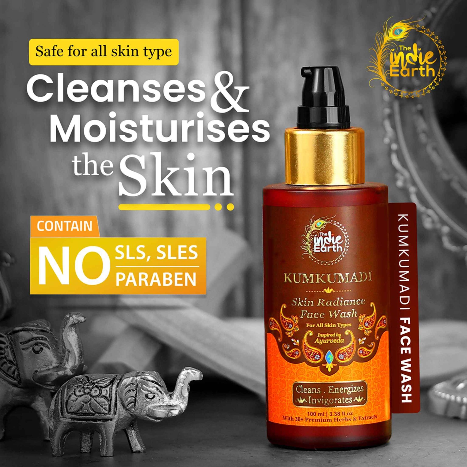 The Indie Earth Kumkumadi Tailam 30 ml | Ayurvedic Beauty Face Oil | Night Serum for Brighter, Glowing & Younger-Looking Skin with Turmeric, Saffron & Indian Lotus