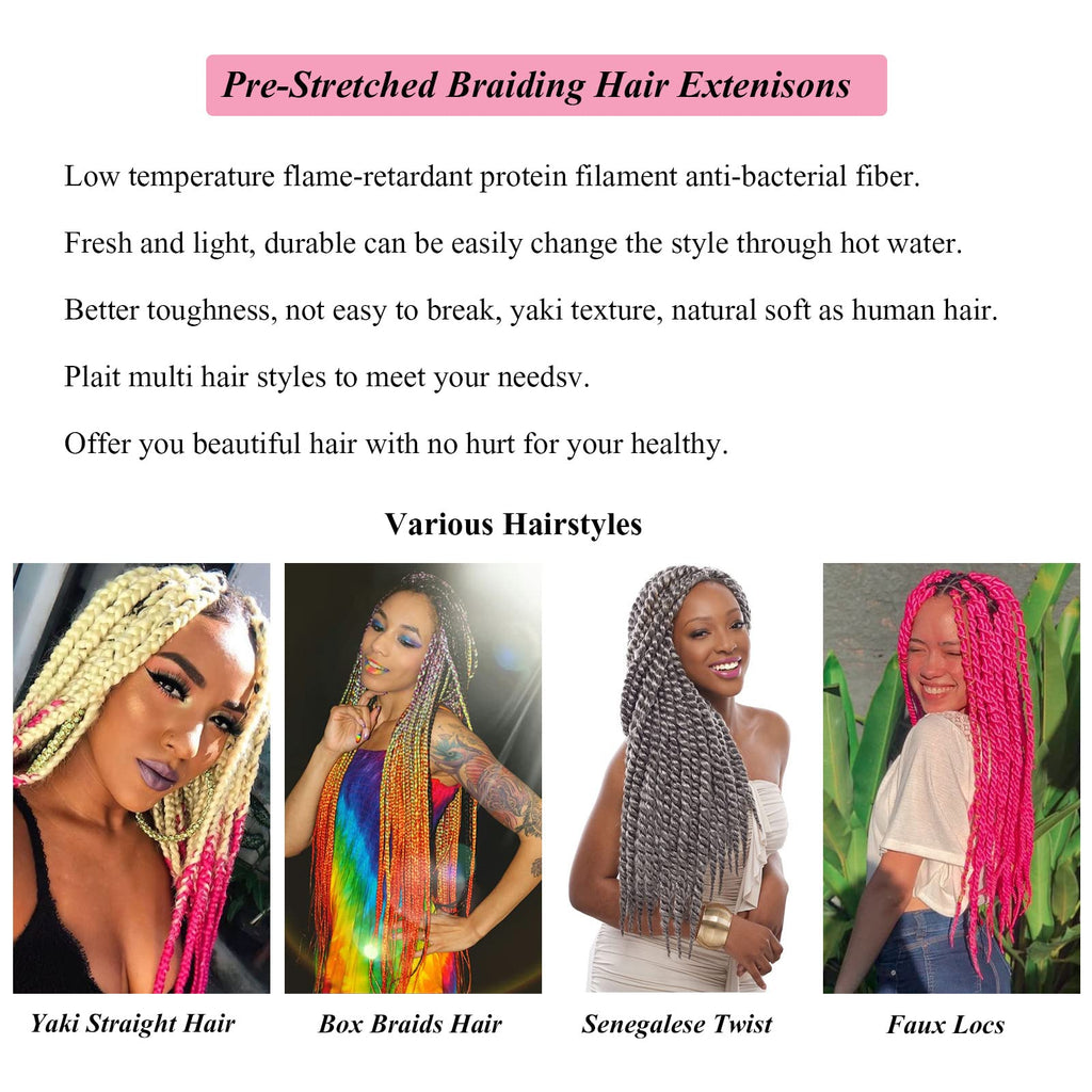 UPruyo Teal Green Braiding Hair Pre Stretched Prestretched Braiding Hair 26 Inch Kanekalo Braiding Hair Extensions for Braiding Box Braids Knotless Micro Jumbo Synthetic Braiding Hair 6 Packs