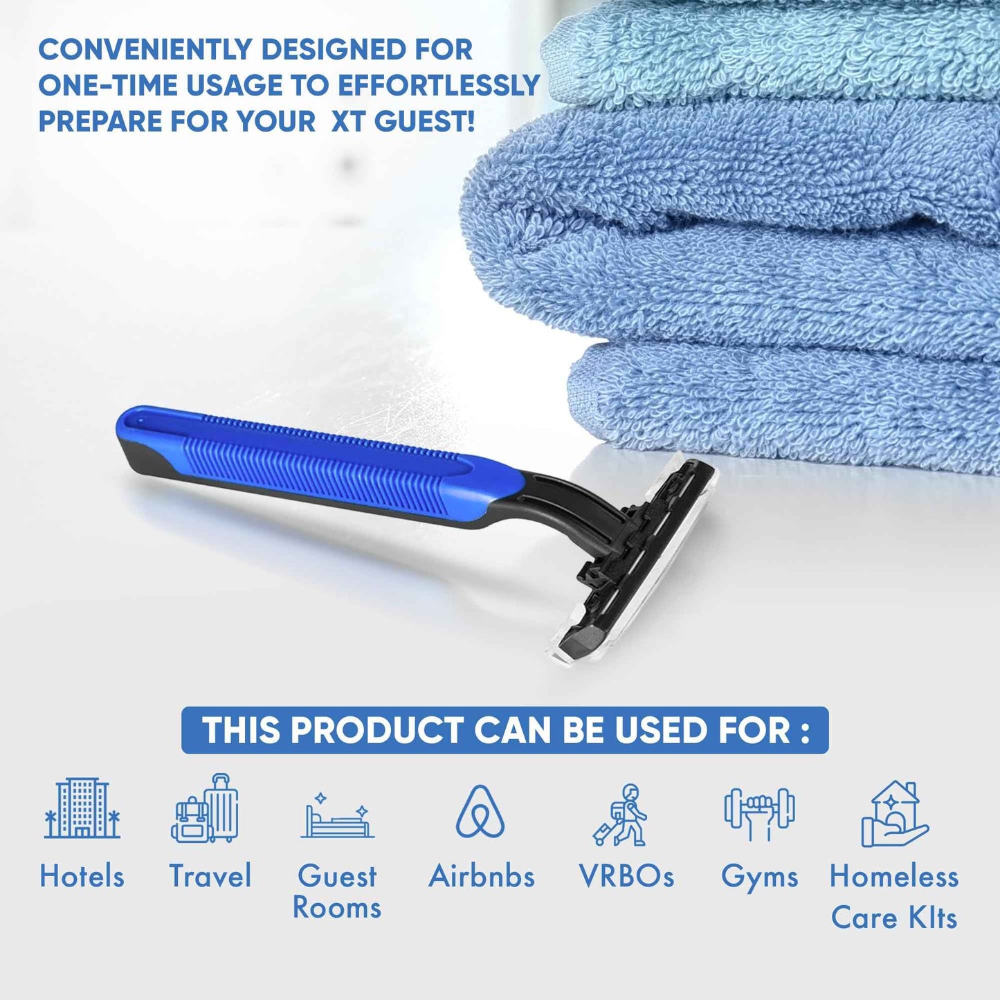 Double Blade Shaving Razor | Individually Wrapped | Disposable for Hotels & Hospitality | Case of 50