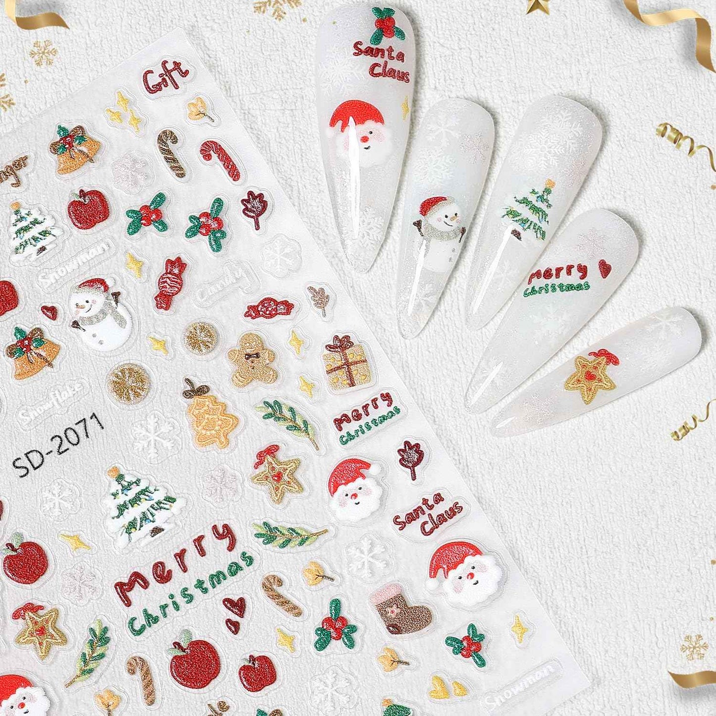 Nicedeco 15 Sheets Christmas Nail Art Stickers Decals Self-Adhesive Nail Supplies Nail Art Design Decoration 005