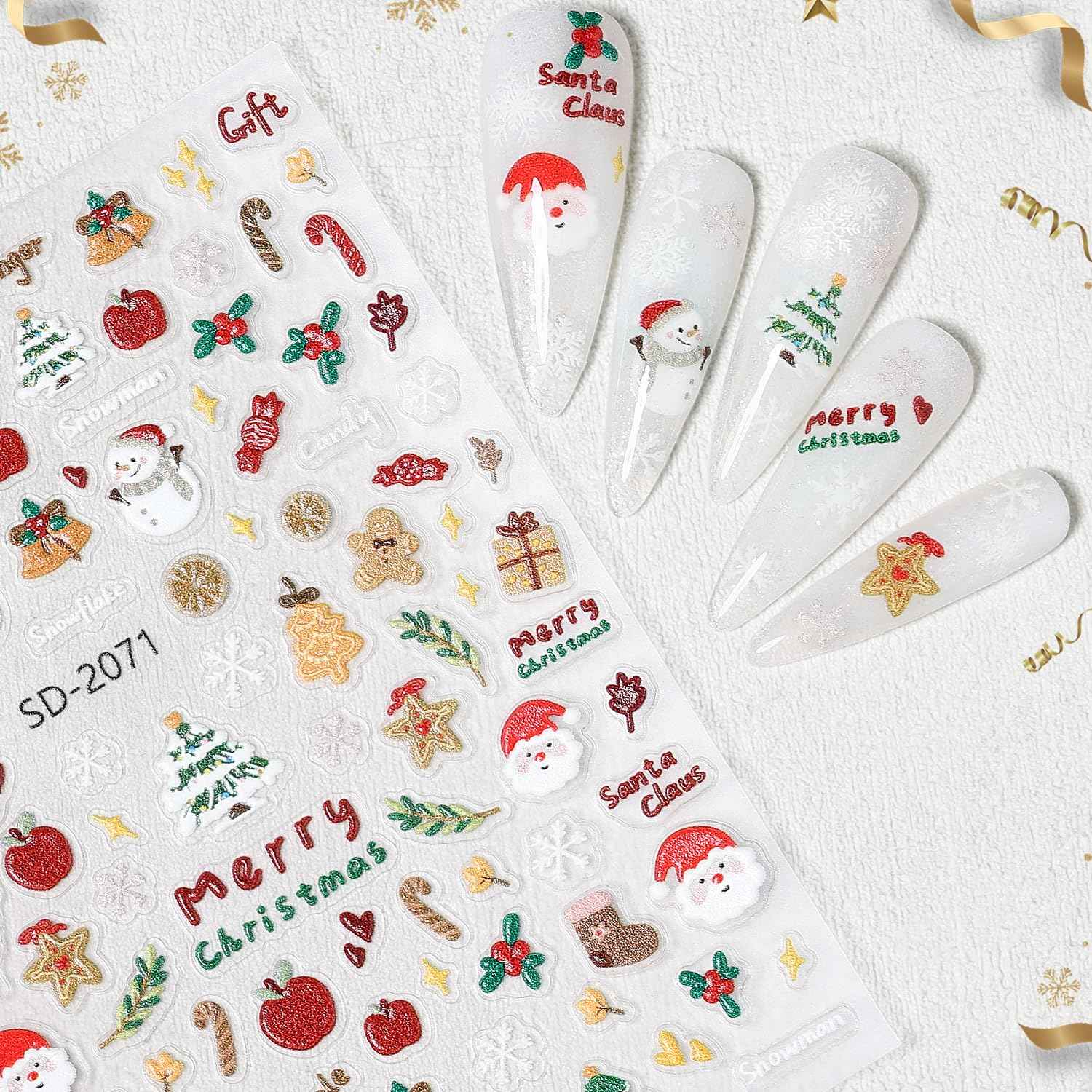 Nicedeco 15 Sheets Christmas Nail Art Stickers Decals Self-Adhesive Nail Supplies Nail Art Design Decoration 005