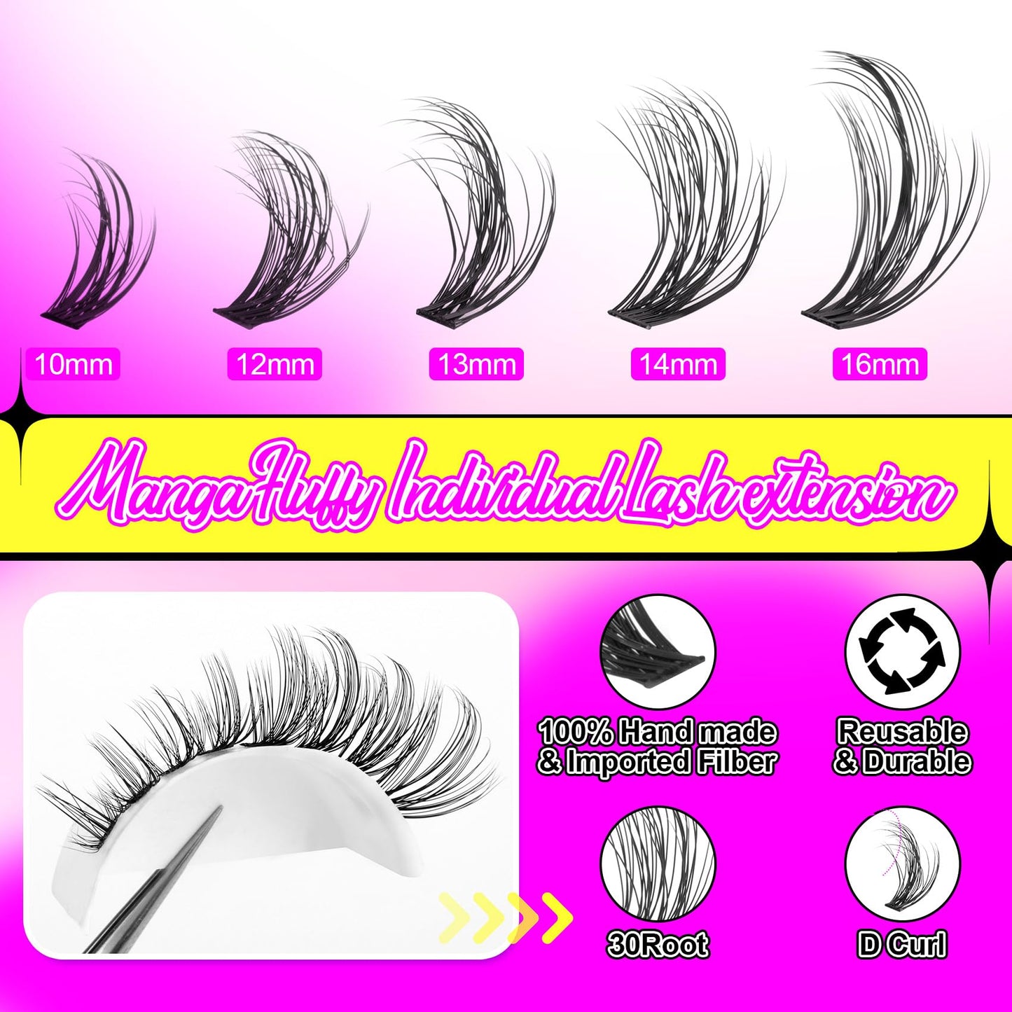 DIY Lash Extension Kit 330 Clusters Eyelash Extension Kit Fluffy Individual Lashes Natural Look with Lash Bond and Remover Lash Applicator 10-16MM Wispy False Eyelashes Clusters Kit by Pleell