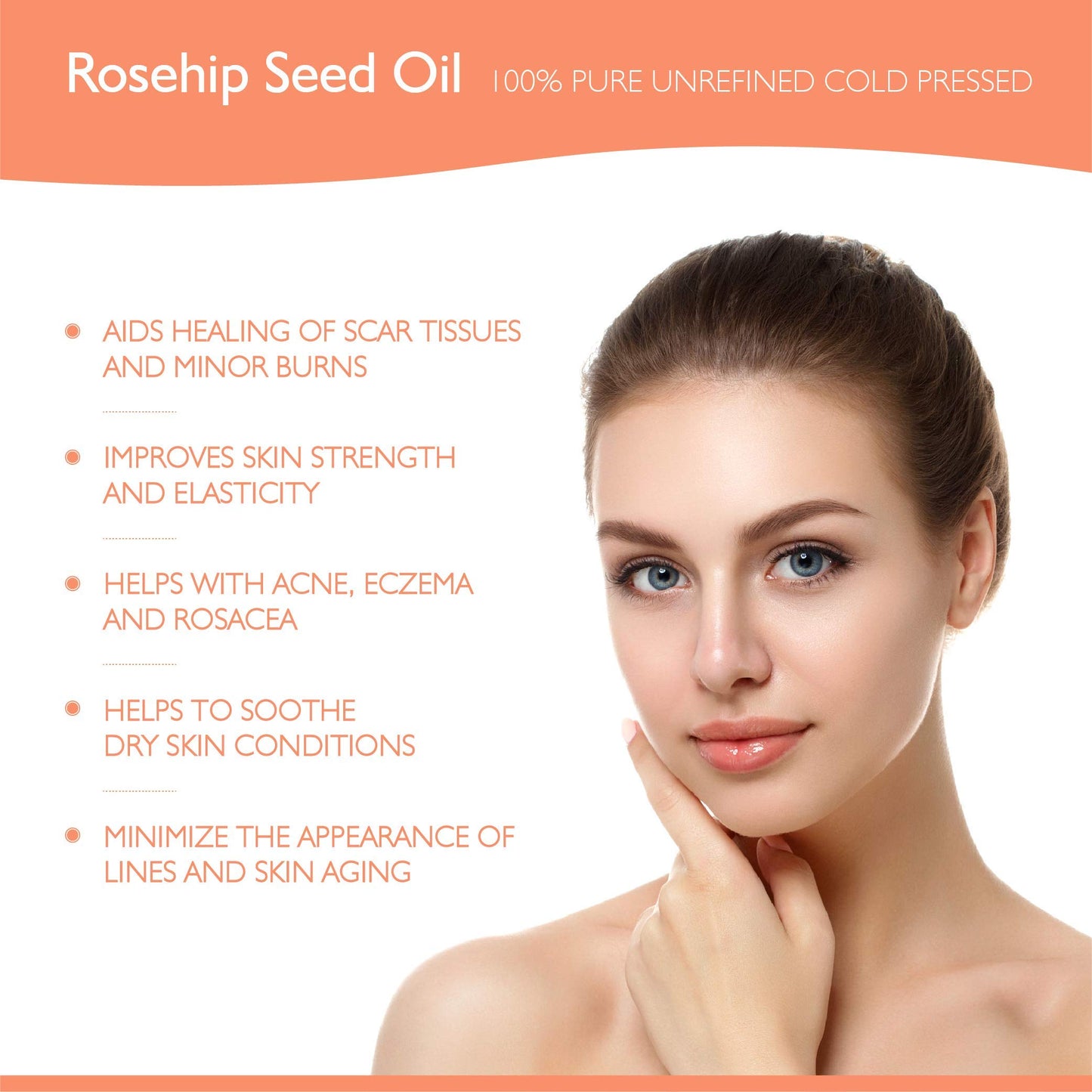 Organic Rosehip Oil – 100% Pure Unrefined Cold Pressed Rosehip Seed Oil - Best Moisturizer for Face, Hair - Great for Fine Lines, Wrinkles, Acne Scars, Sun Damage, Stretch Marks, Eczema, Psoriasis