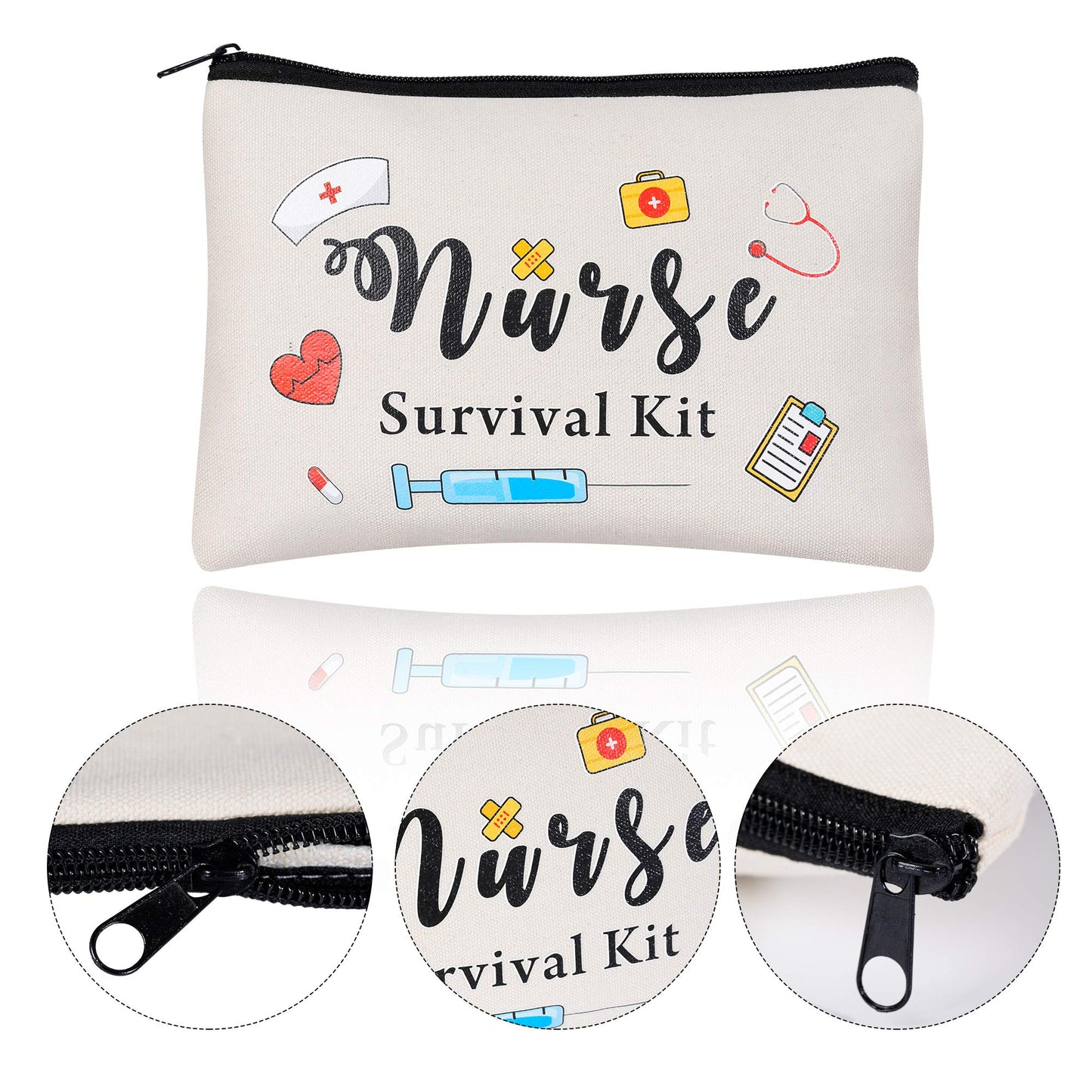 Kolewo4ever 8 pieces Nursing Makeup Bags Nurse Survival Kit Cosmetic Funny Travel Pouch Bag Nurse Practitioner Gifts for Women Nursing Supplies