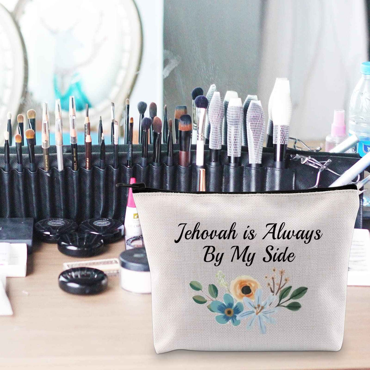 POFULL JW Baptism Gift Jehovah is Always By My Side Cosmetic Bag JW Pioneer Gifts (Jehovah By My Side)