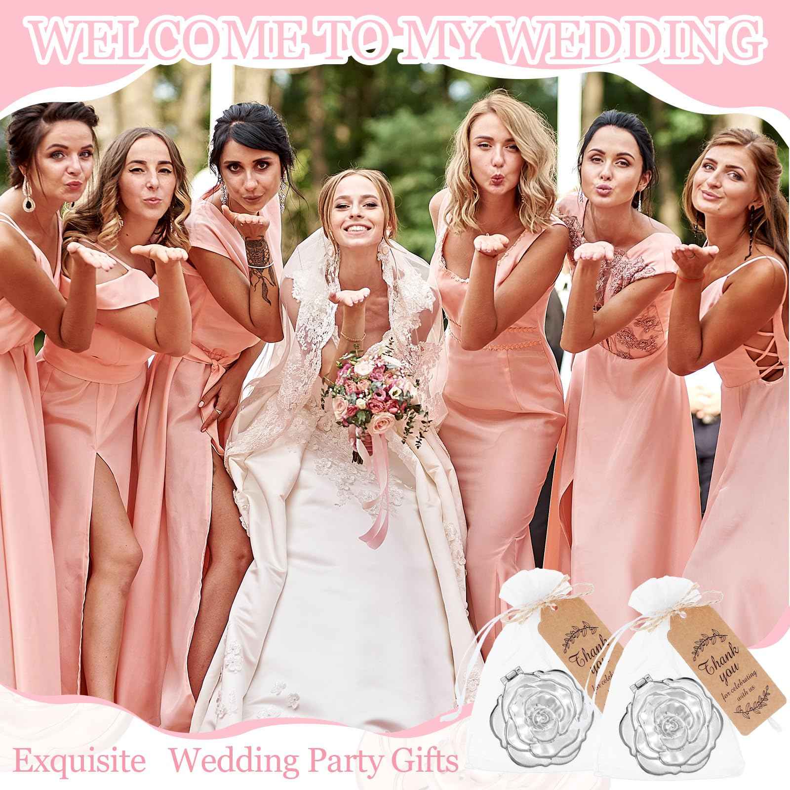 Singhoow 24 Sets Rose Compact Mirrors Brush Bulk Quinceanera Party Favors for Guests Travel Mirror Thank You Gifts Bulk for Sweet 16 15 Party Favors Bridal Shower Wedding Souvenirs(Silver)