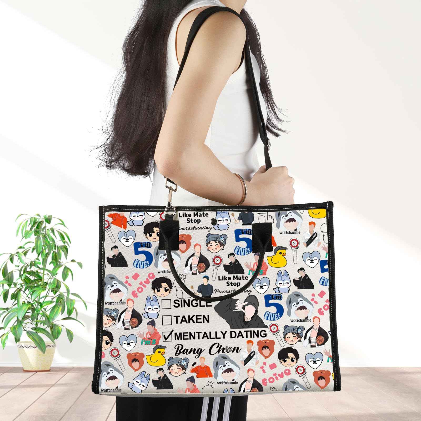 JNIAP Korean Group Stay Makeup Bag Music Lover Gifts Single Taken Mentally Dating With Bang C Stay Merchandise（Bang Tote）