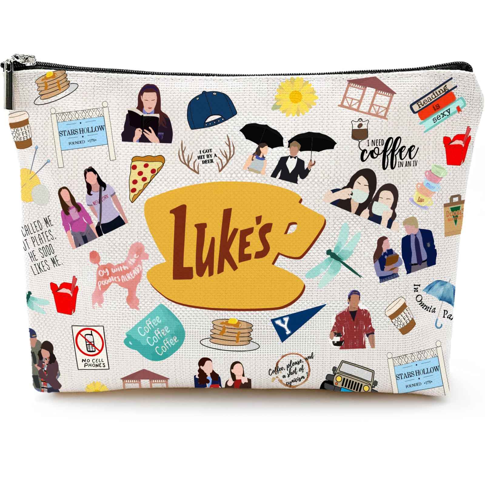 wooyuan Gilmore Makeup Bag, TV Show Merchandise Fans Gifts, Luker's Dinner Inspired Presents, Cosmetic Toiletry Case with Zipper, Travel Essentials Organizer for Women/Sister/Friend