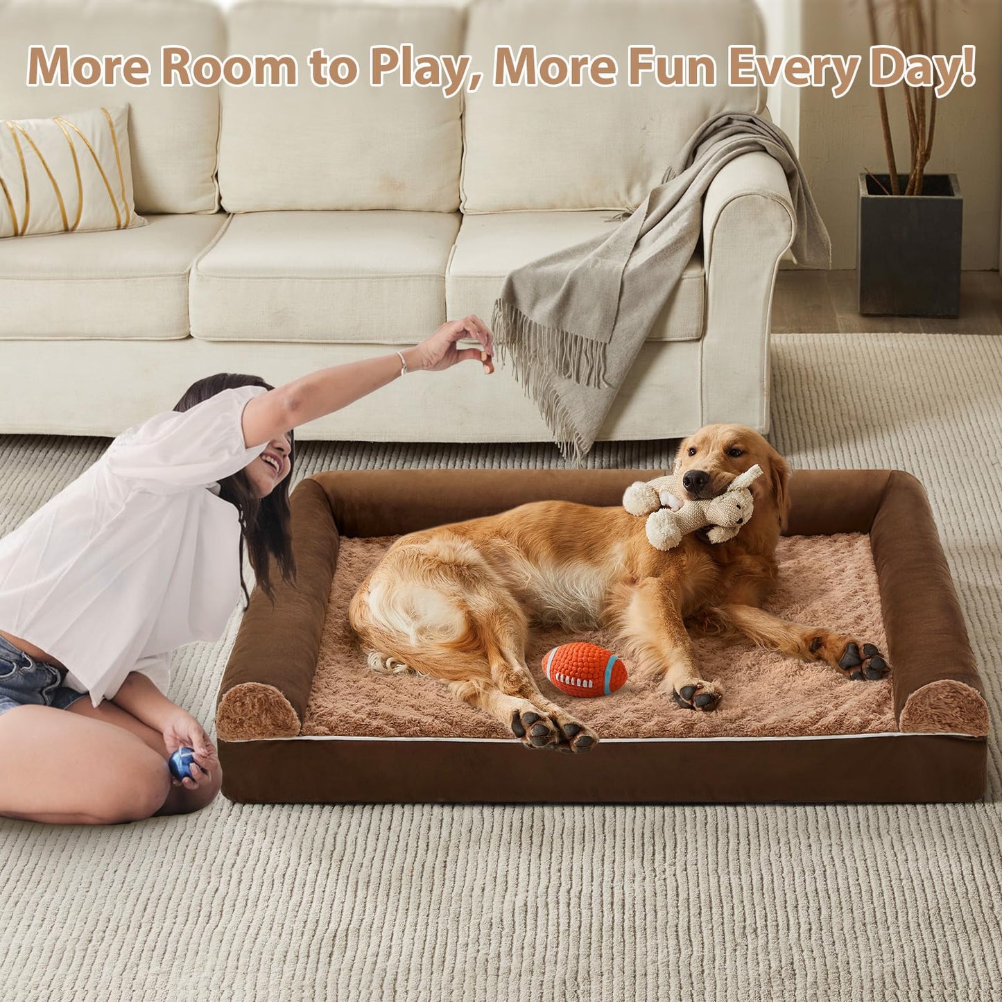 BFPETHOME Dog Beds for Large Dogs, Orthopedic Dog Bed for Medium Large Dogs,Big Waterproof Couch Dog Pet Bed with Removable Washable Cover