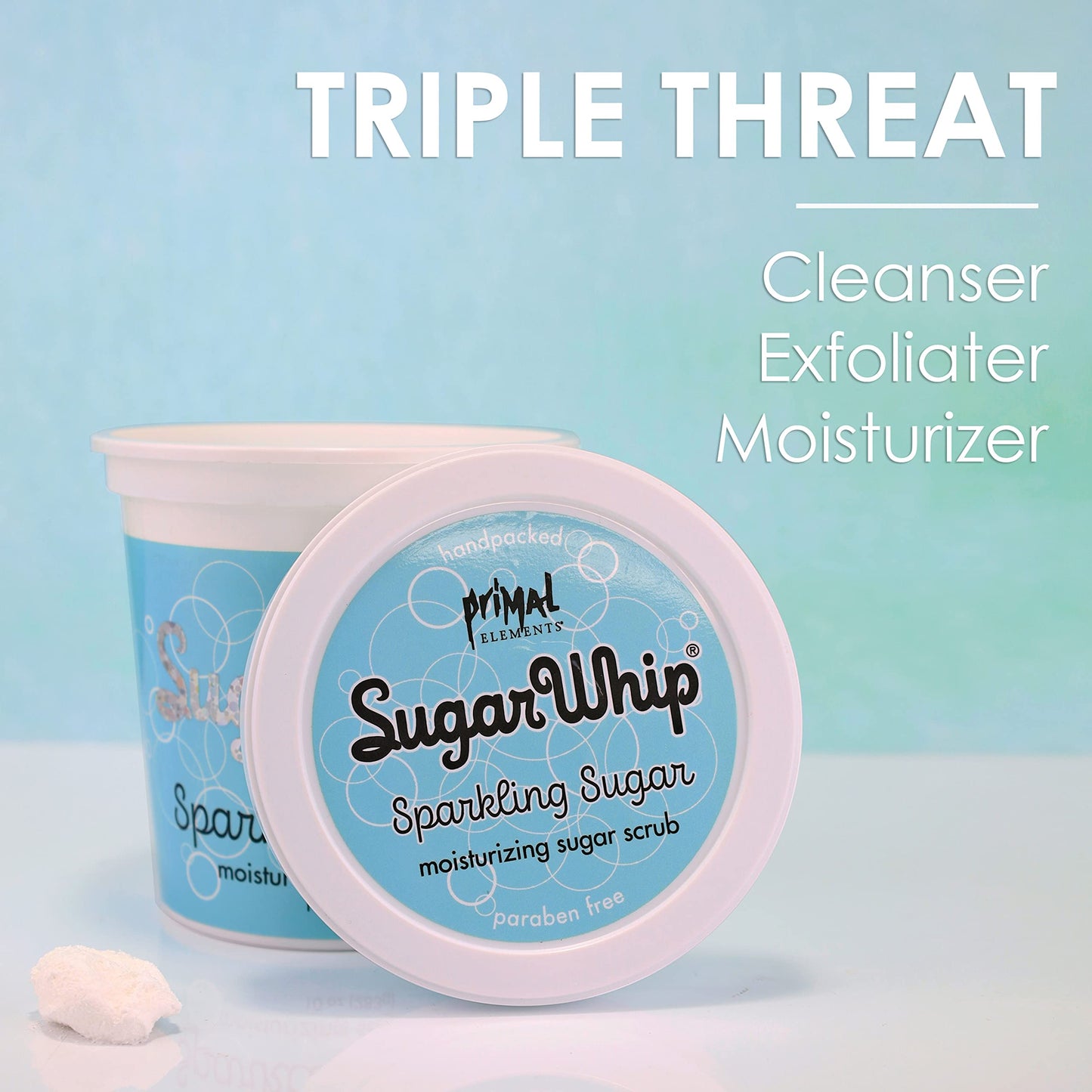 Primal Elements Scrub Exfoliating Whip, Body & Face Cleanser for Silky Smooth, Moisturize All Skin Types, 10 Oz, Sparkling Sugar, 10 Fl Oz